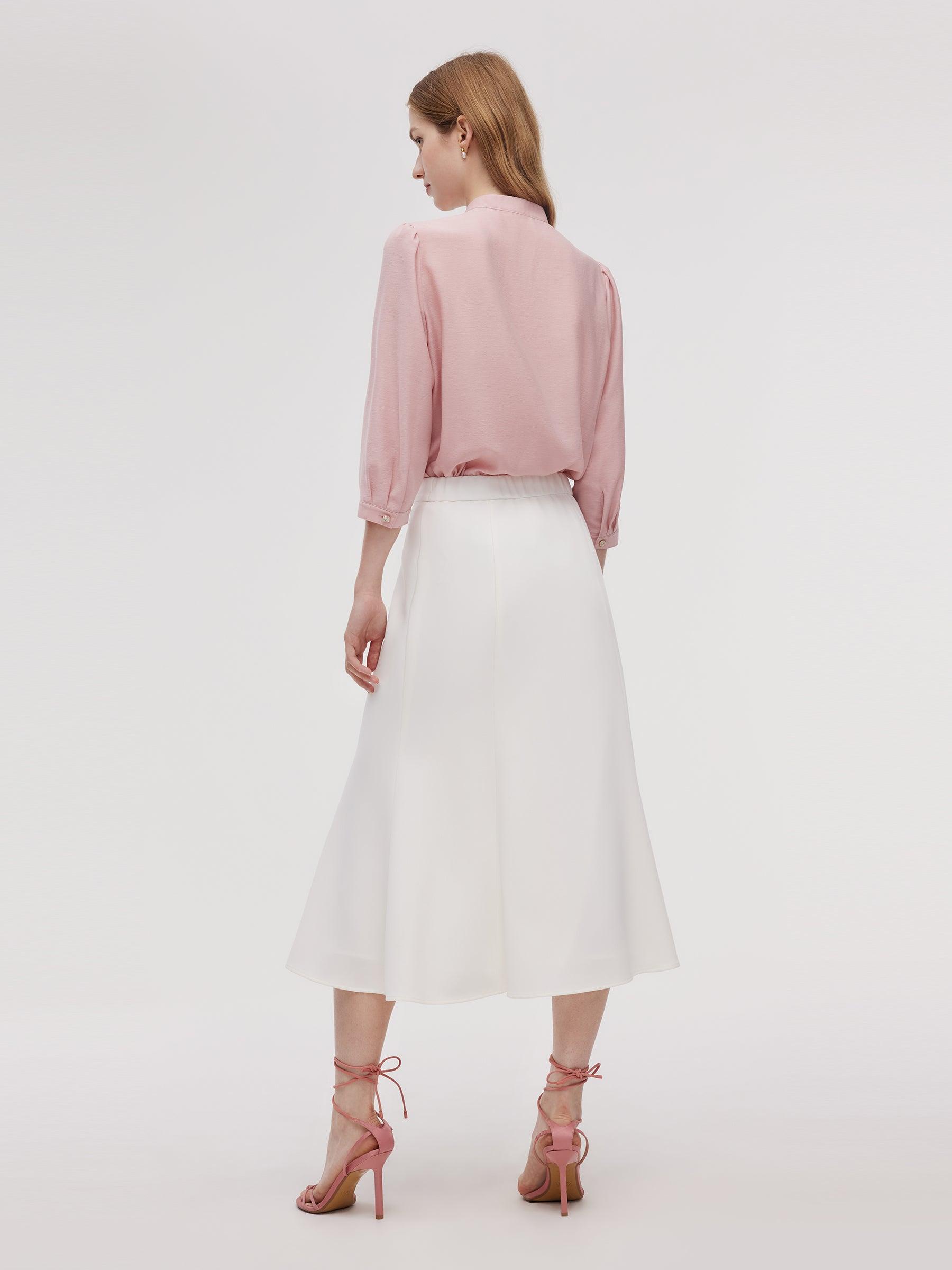 Acetate Blend Ruffle Blouse And Mermaid Skirt Two-Piece Set Product Image