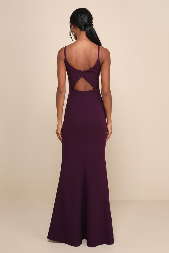 Moments of Bliss Purple Backless Mermaid Maxi Dress Product Image