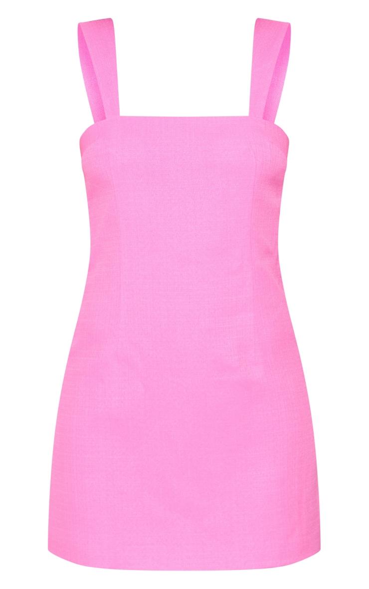 Hot Pink Twill Cut Out Bow Shift Dress Product Image