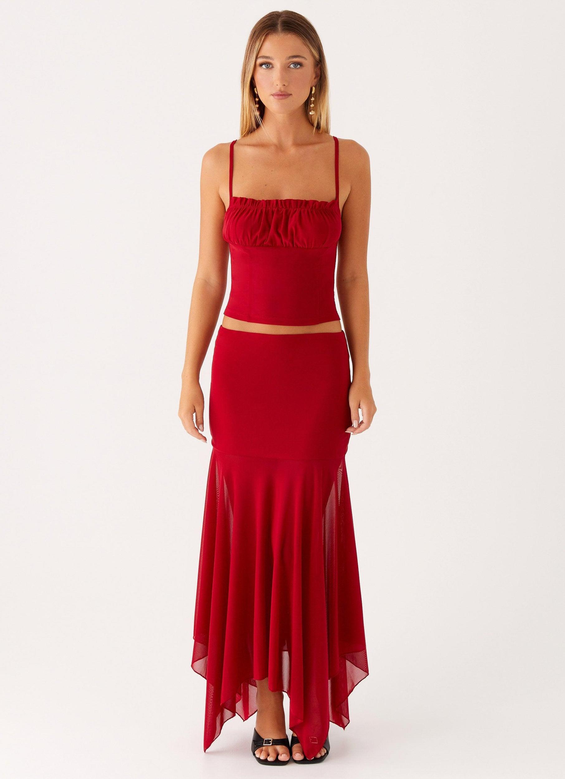 Dionne Maxi Skirt - Red Product Image