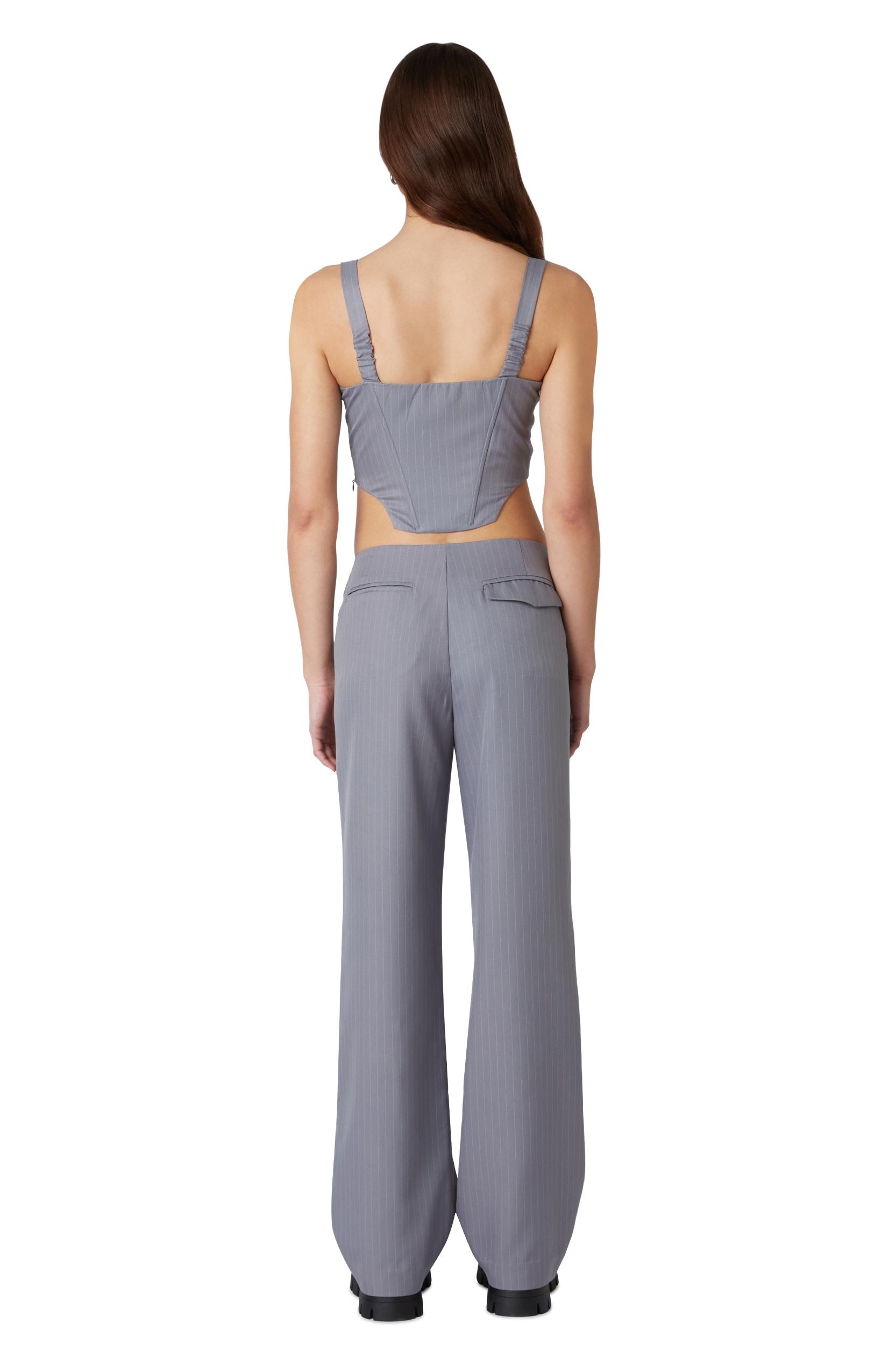 FINAL SALE Eloise Pin Stripe Low Rise Pants | Gray Product Image