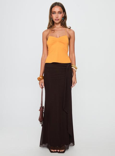 Caviar Tie Maxi Skirt Chocolate Product Image