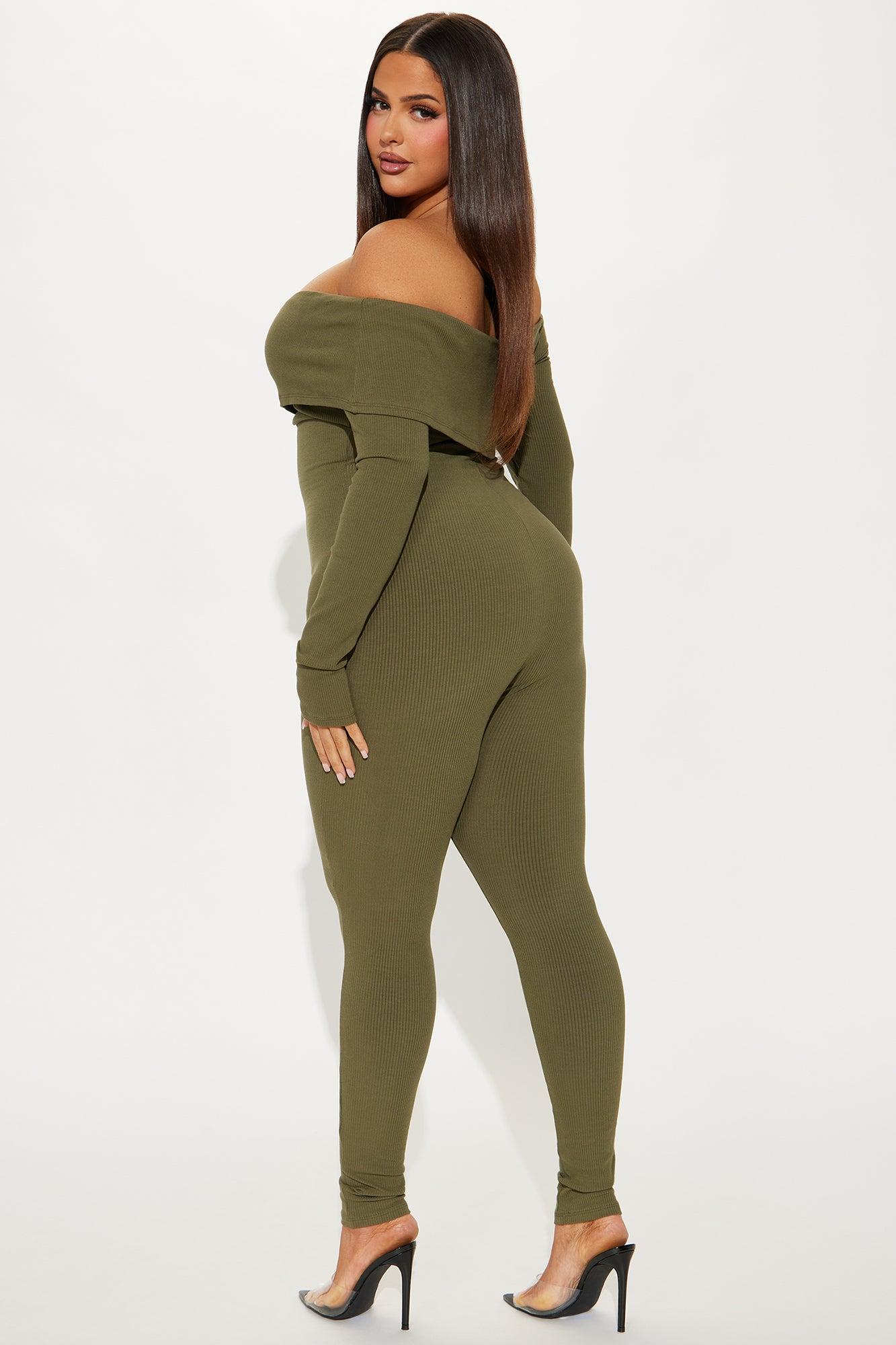Clarisse Ribbed Jumpsuit - Olive Product Image