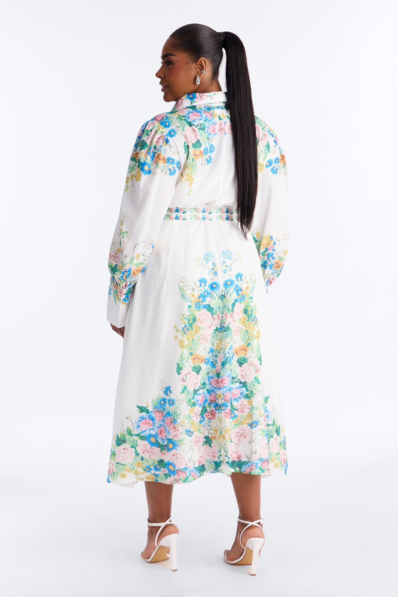 Izzy Floral Midi Dress - White/combo Female Product Image