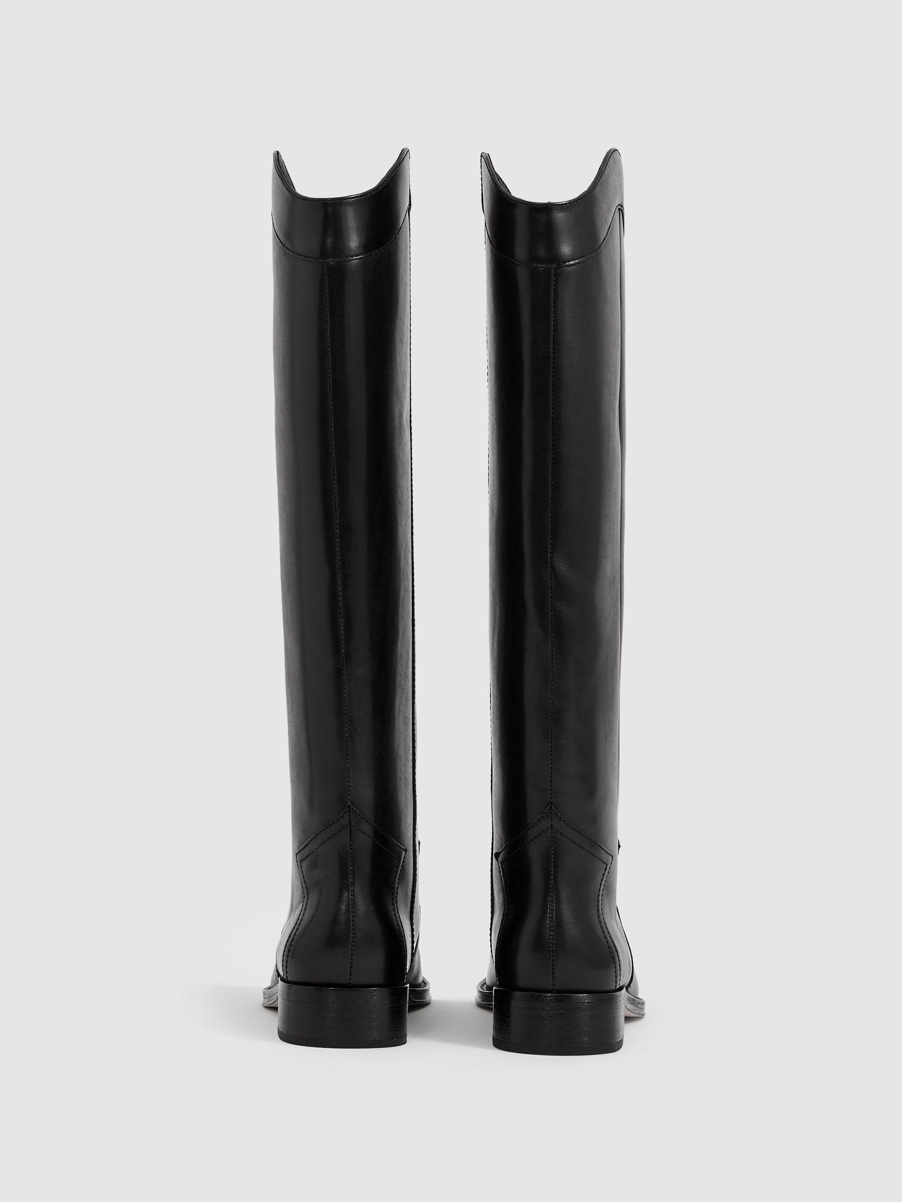 Paige Leather Knee-High Riding Boots in Black Product Image
