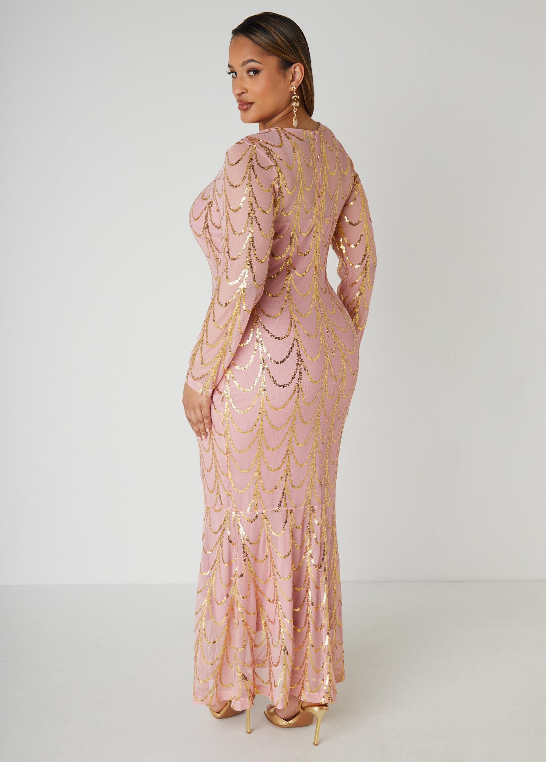 Sequin Detailed Mesh Mermaid Gown Product Image