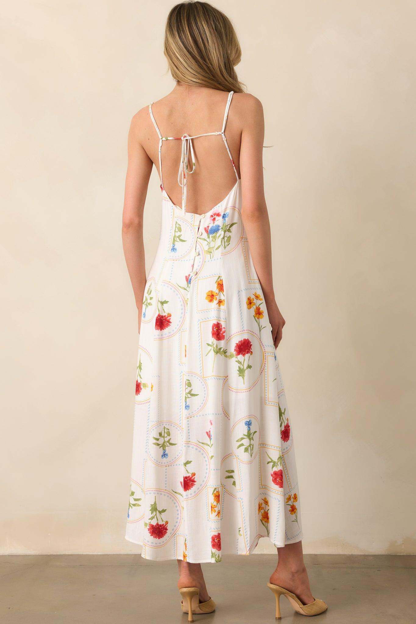 Moving On To Better Days Ivory Floral Patchwork Maxi Dress Product Image