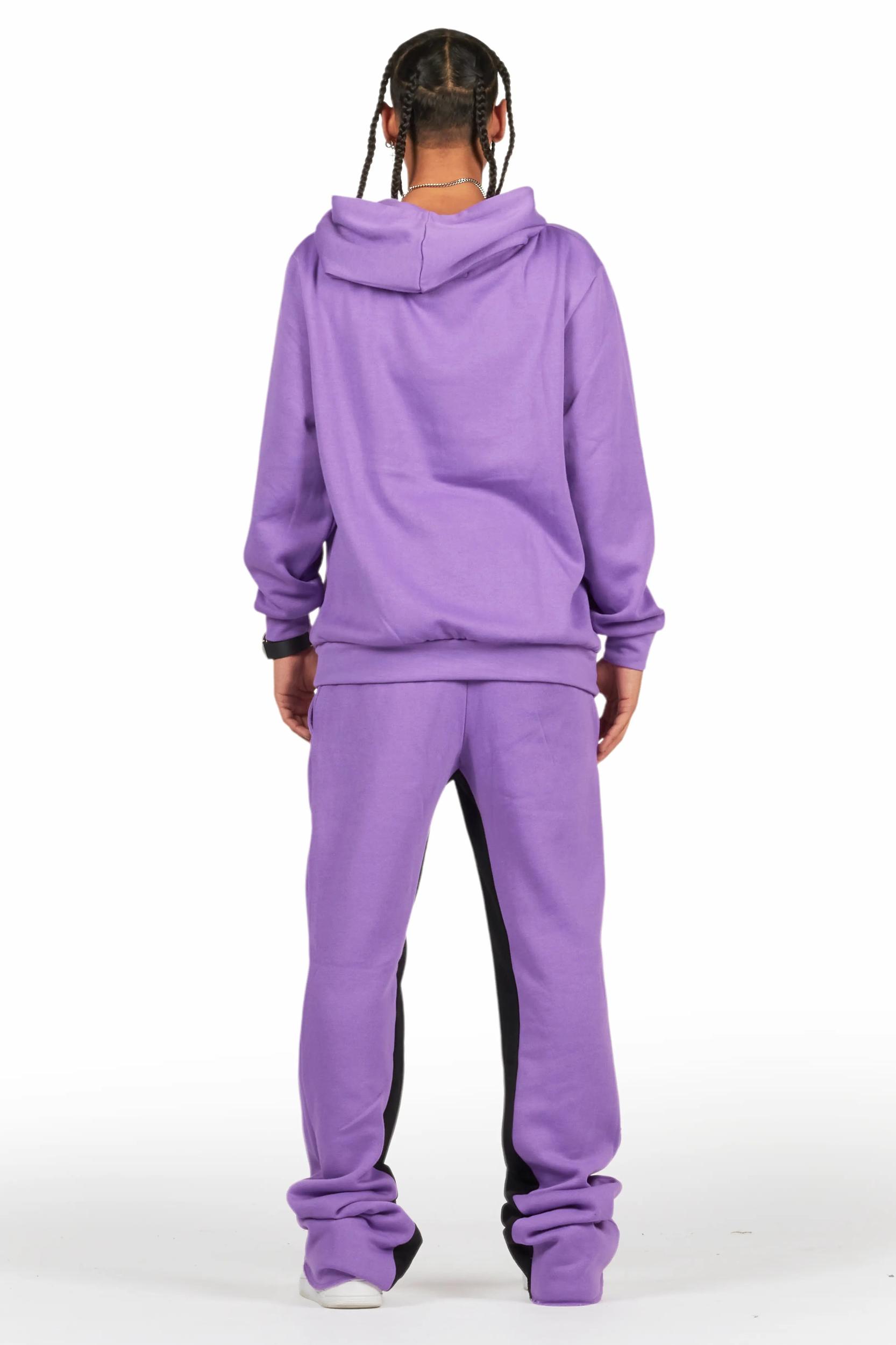 Lake Purple Hoodie/Baggy Track Pant Set Male Product Image