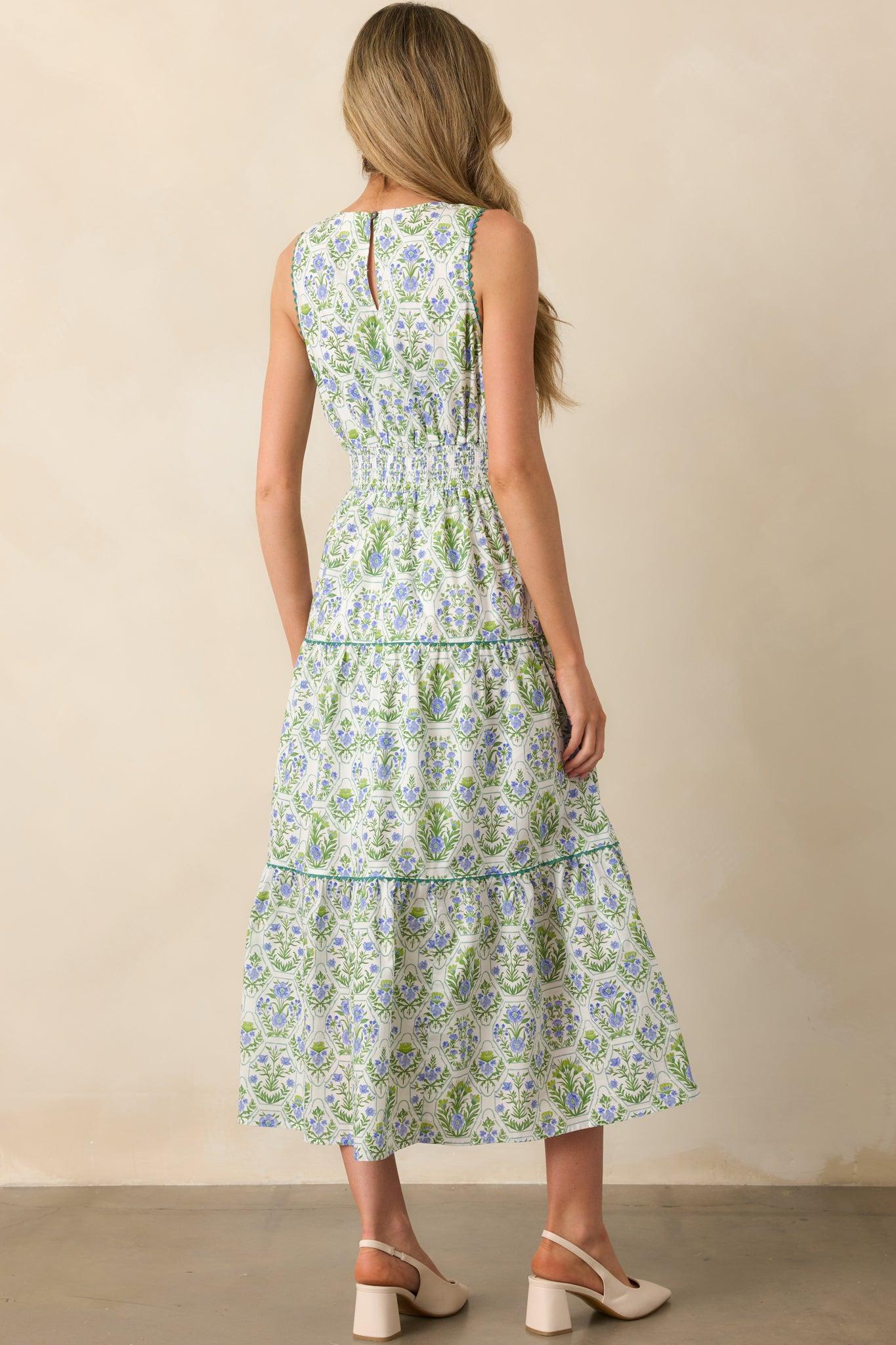 This Is The One Green Geometric Floral Cotton Maxi Dress Product Image