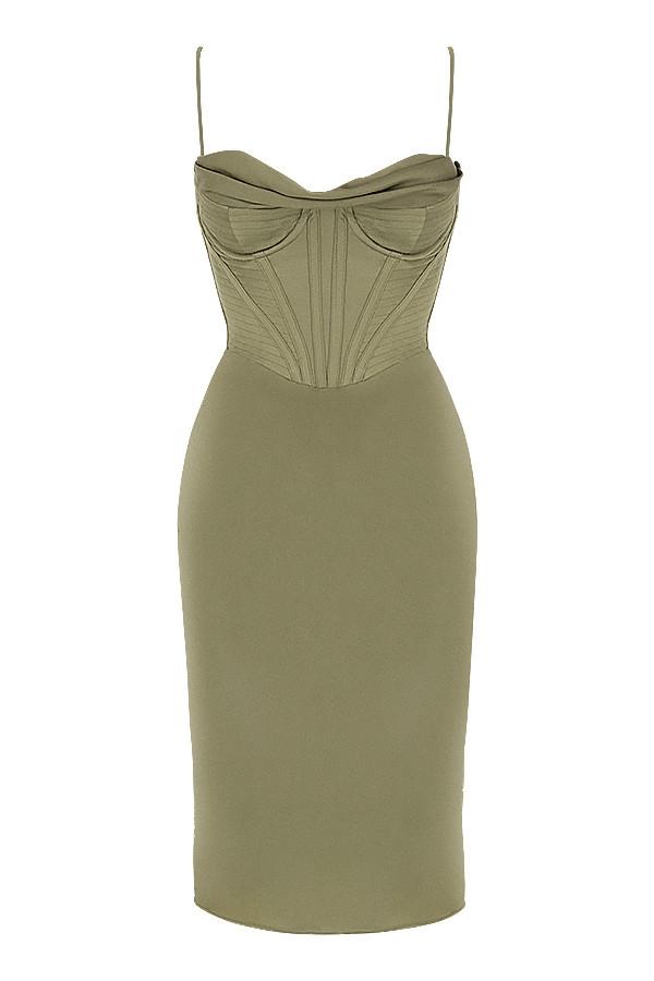 Myrna  olive corset slip dress Product Image