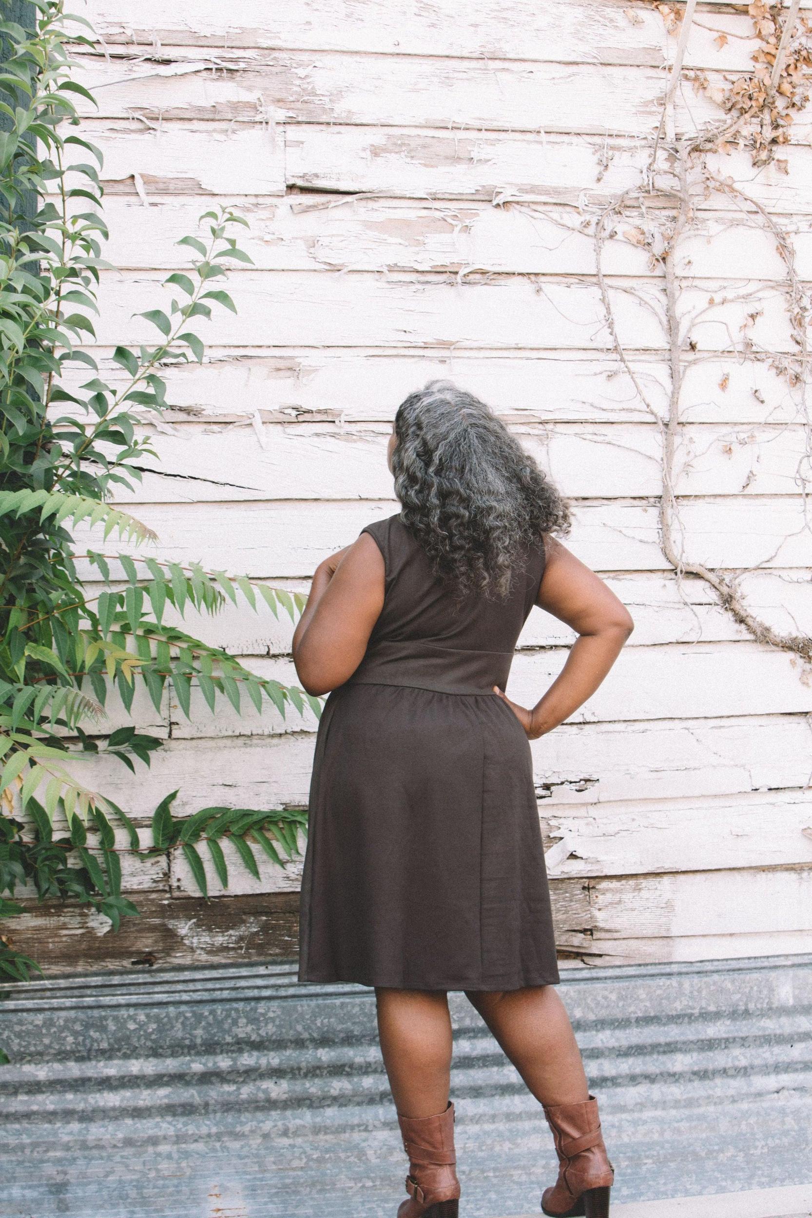 Mere Dress in Dark Brown Ponte Product Image