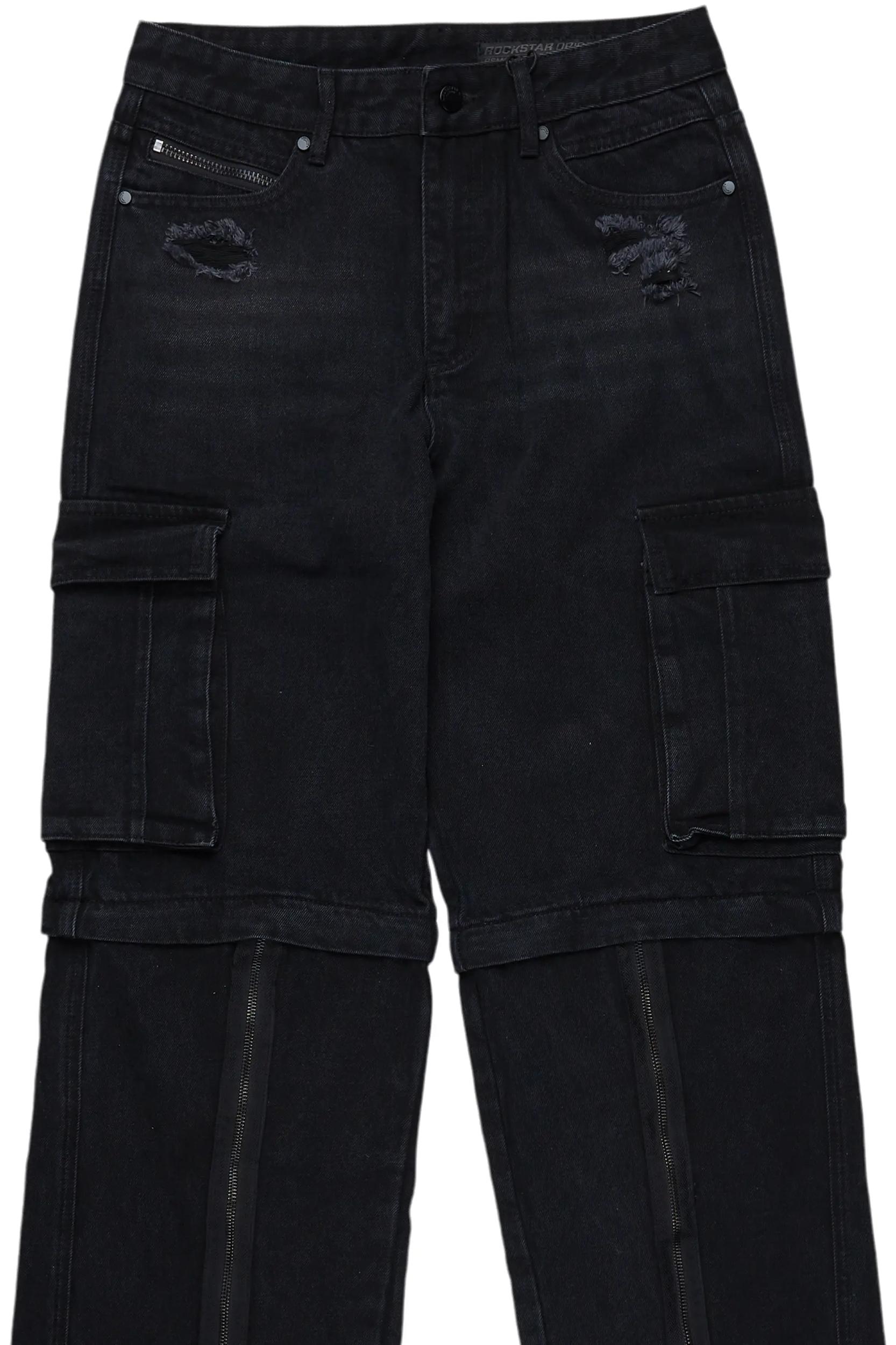 Rupert Black Baggy Fit Zip Off Jean Male Product Image