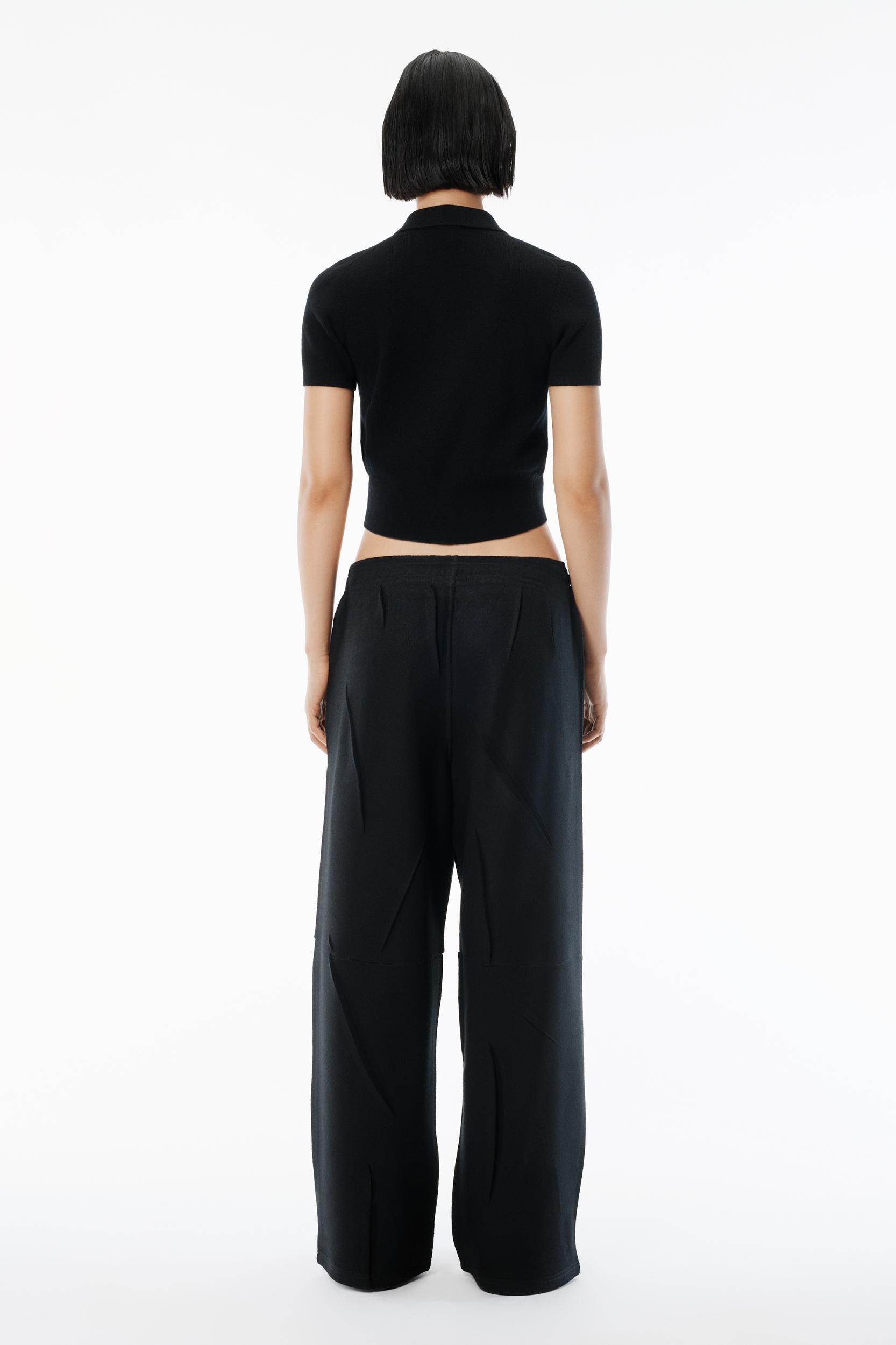 Black Wool Short Sleeve Polo Cardigan Product Image