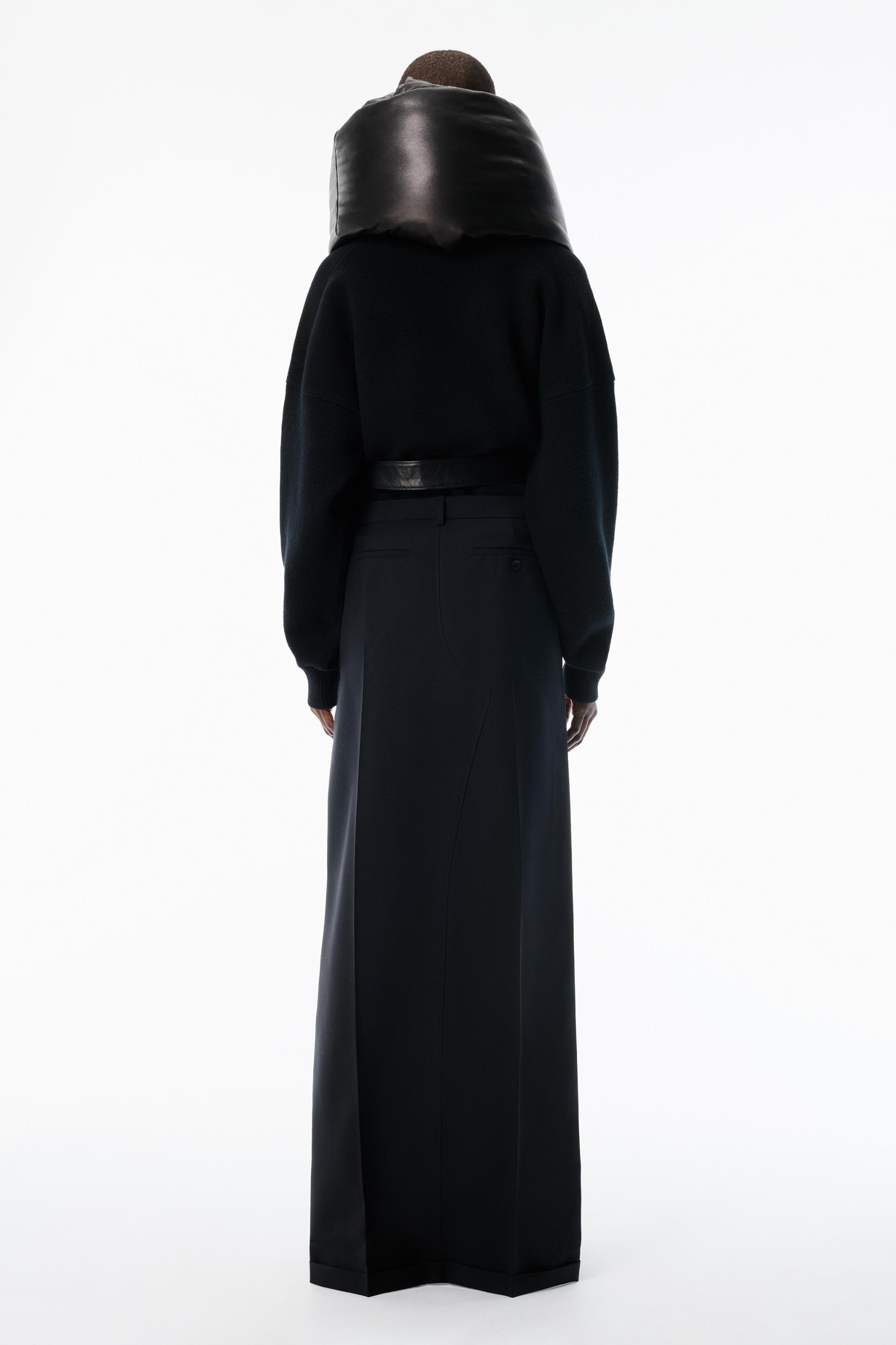 Black Wool Mohair Tailored Maxi Skirt Product Image