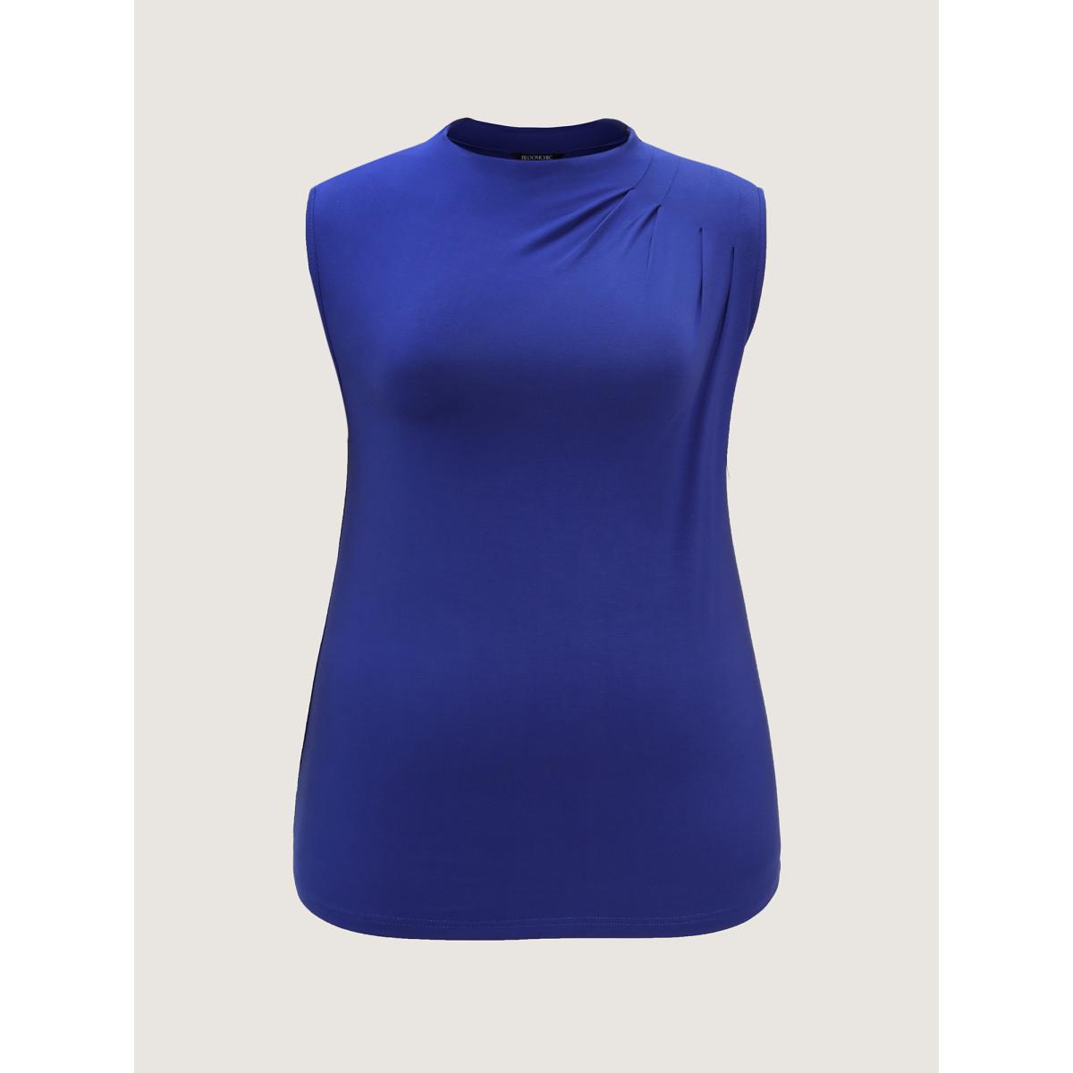 Plus Size Asymmetric Drape Neckline Tank Top Women Brightblue Office Turtleneck Office Tank Tops Camis BloomChic 30/6X Product Image