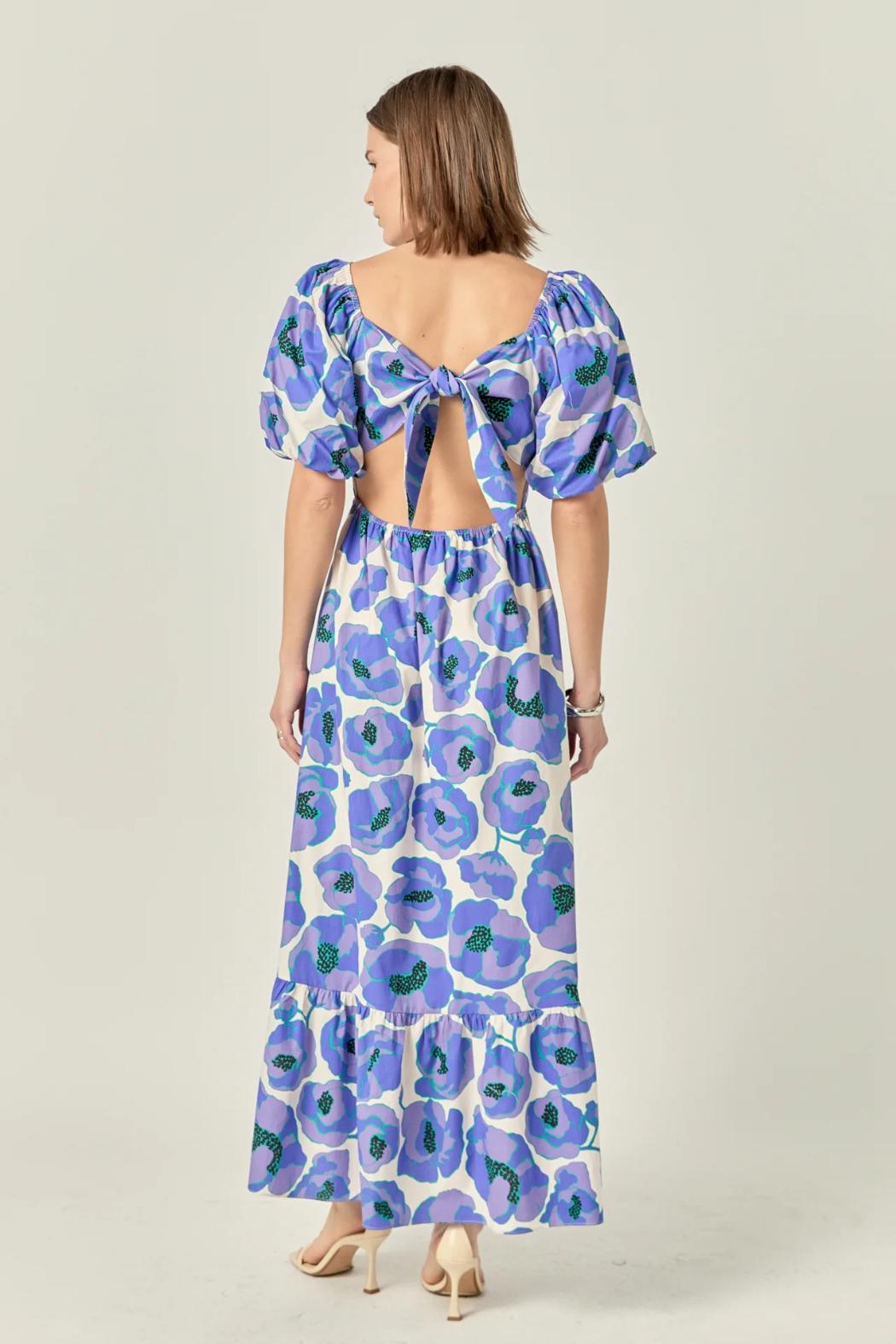 Floral Print Bow Back Maxi Dress Product Image