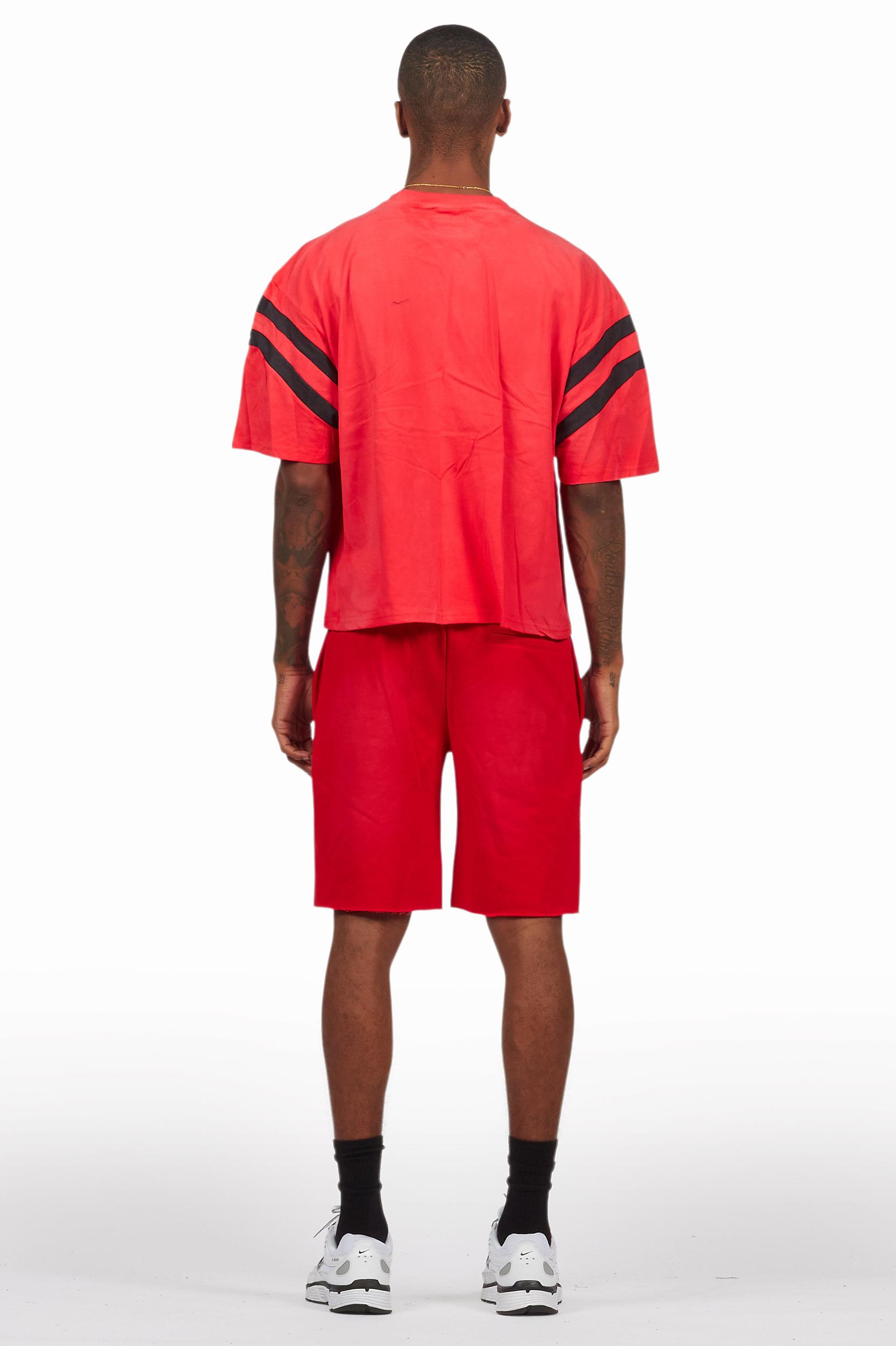 Tumo Red Crop Boxy Tee Short Set Male Product Image