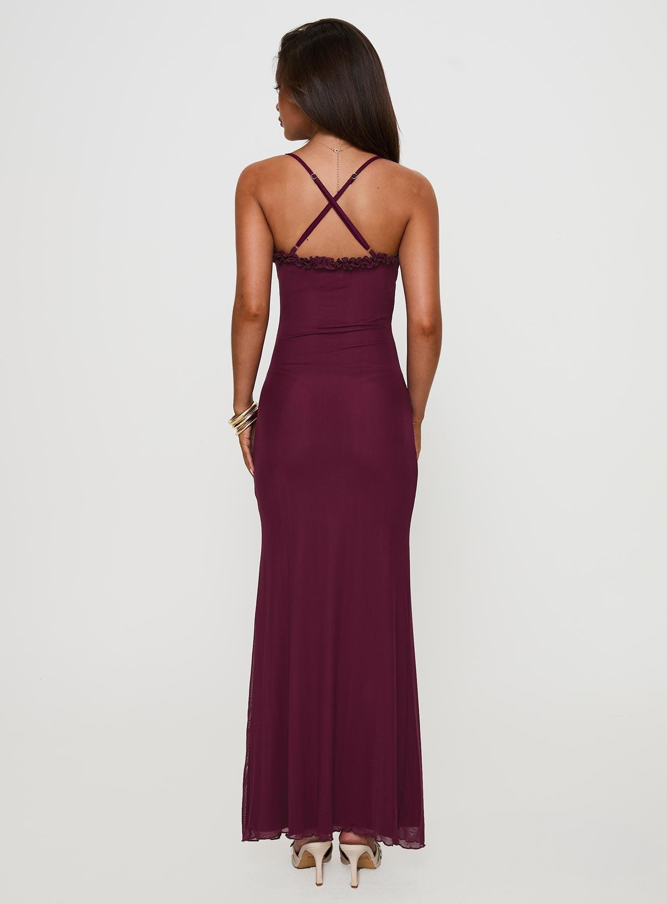 Soulina Ruched Maxi Dress Purple Product Image