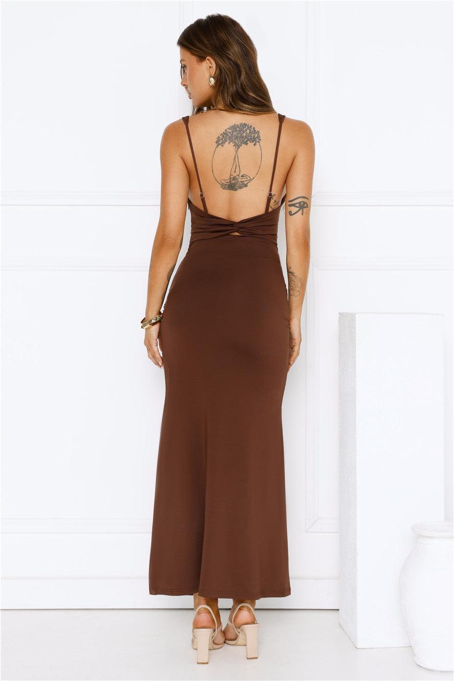 Rosé Routine Maxi Dress Brown Product Image