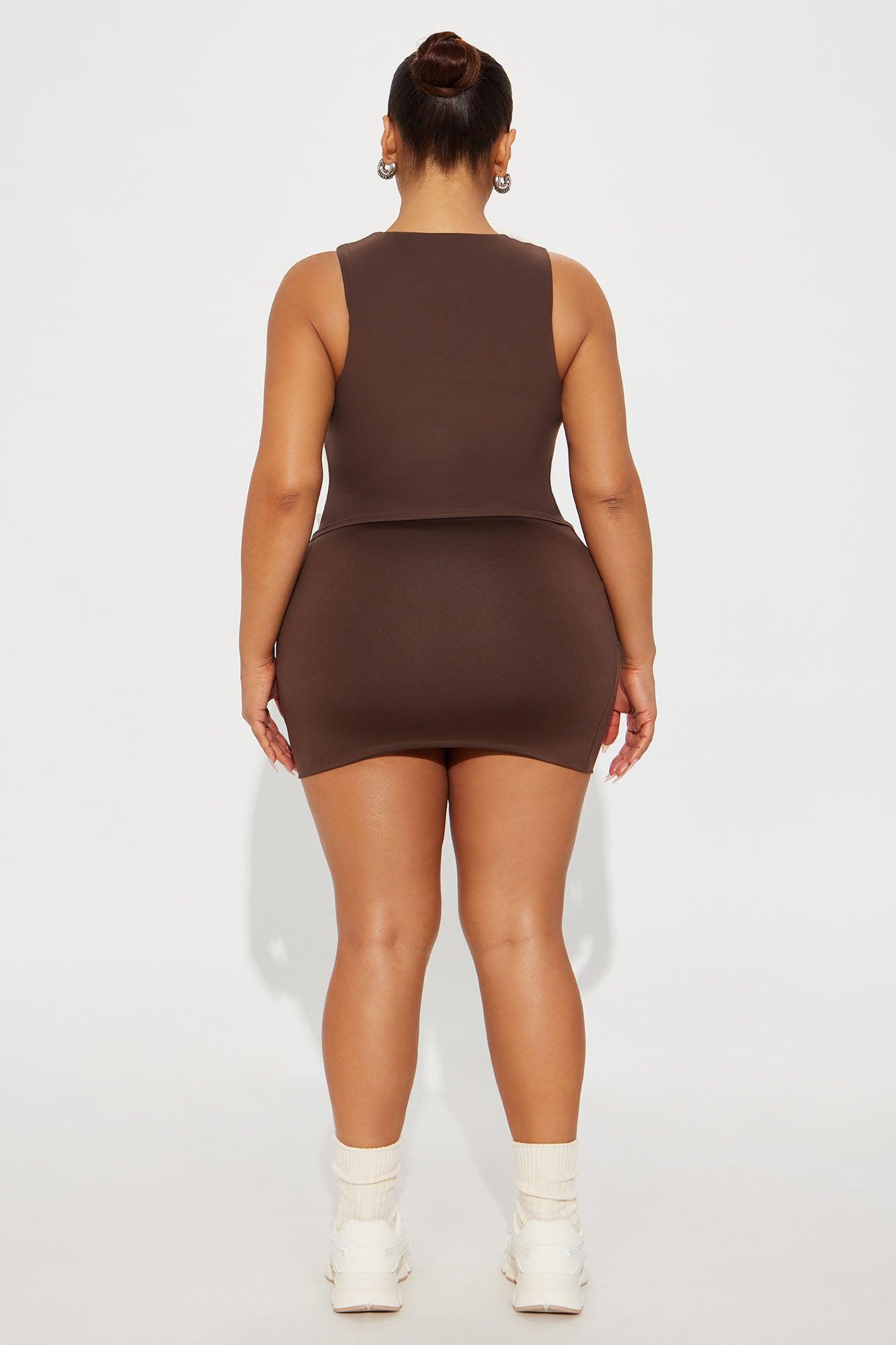Second Skin Double Lined Zip Front Tank - Chocolate Female Product Image