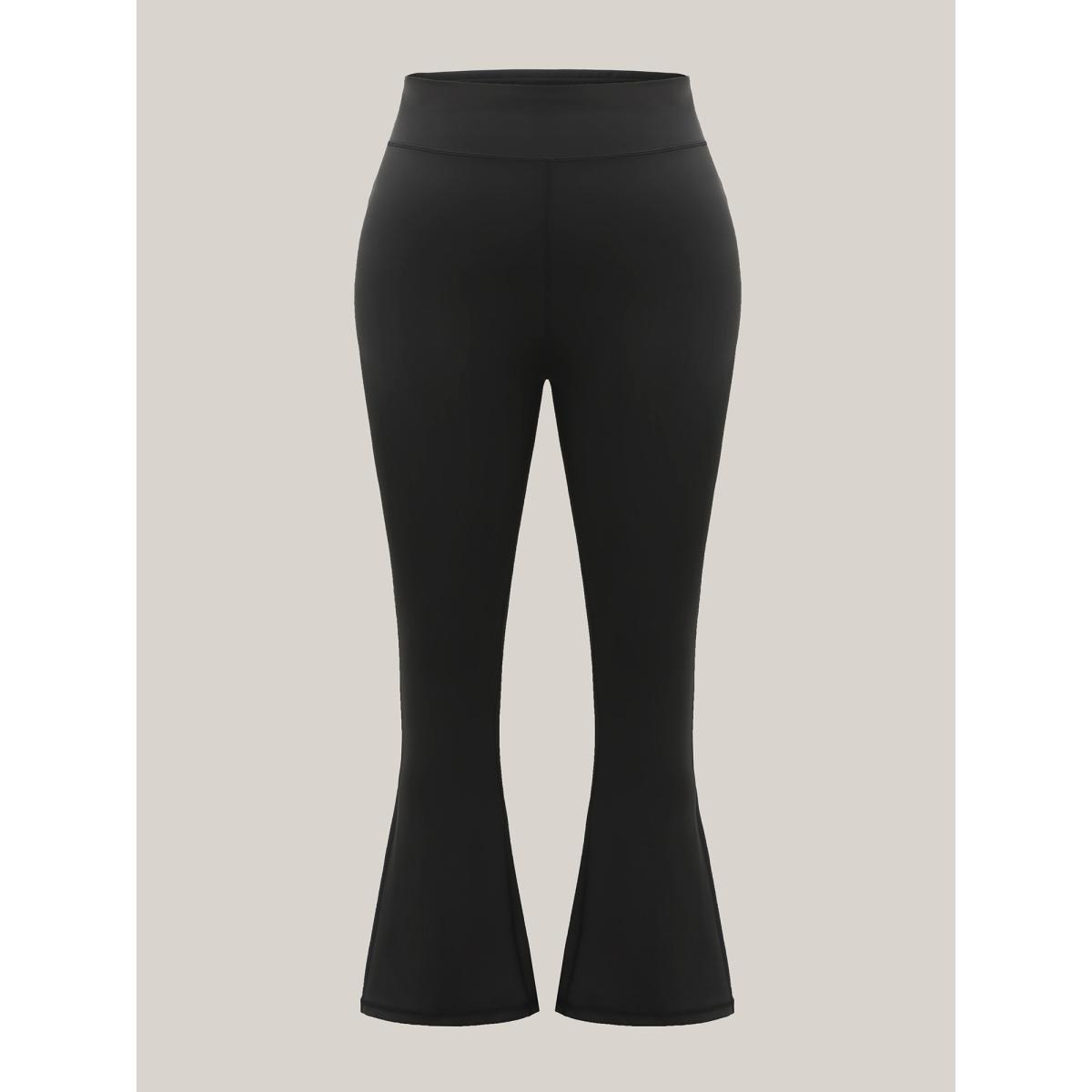 Plus Size Wide Waistband Yoga Stretch Tight Pants Women Black High stretch Bootcut Mid Rise Everyday-Casual Leggings BloomChic 18-20/2X Product Image