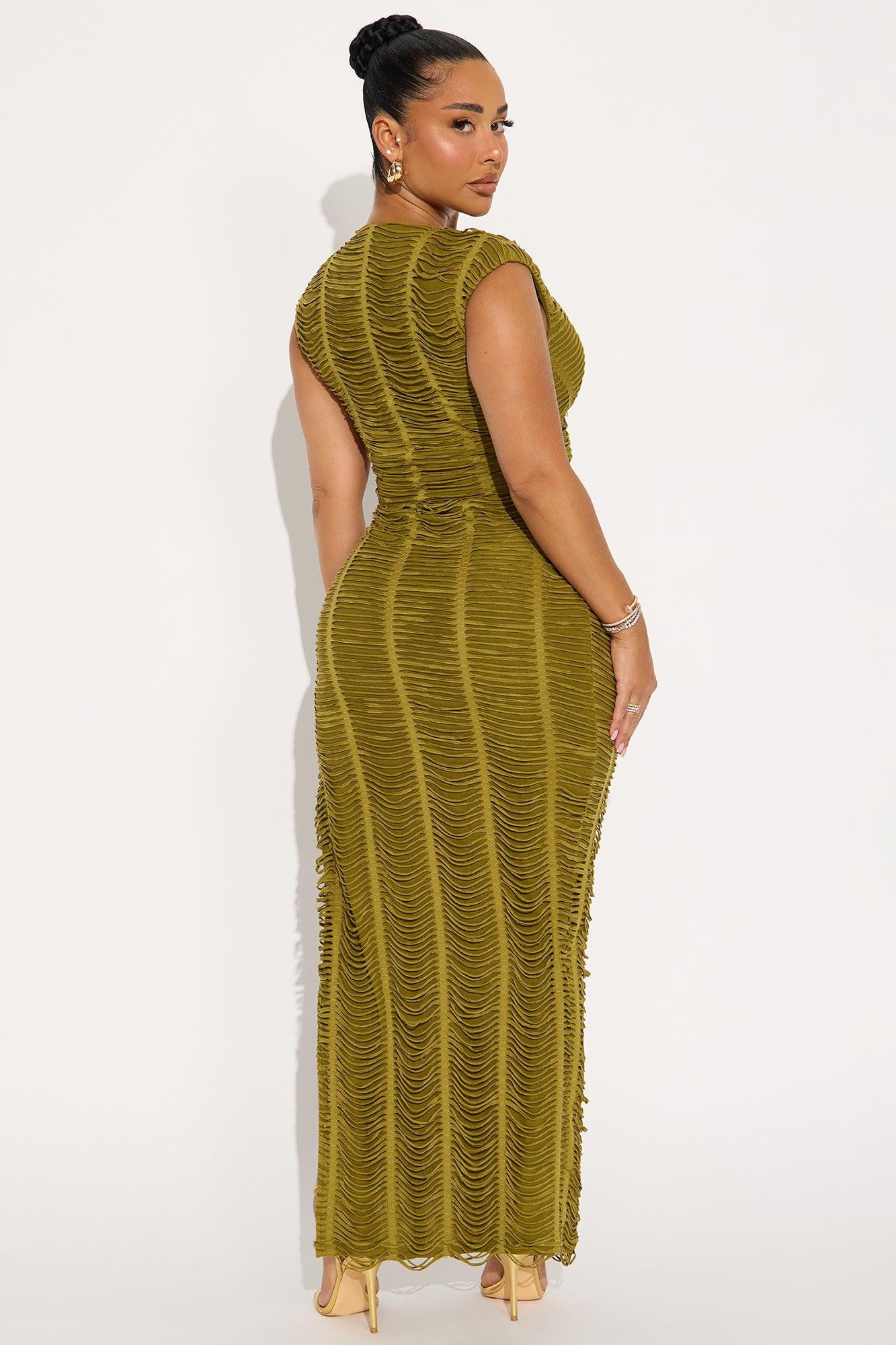 No Broken Hearts Distressed Maxi Skirt Set - Olive Female Product Image