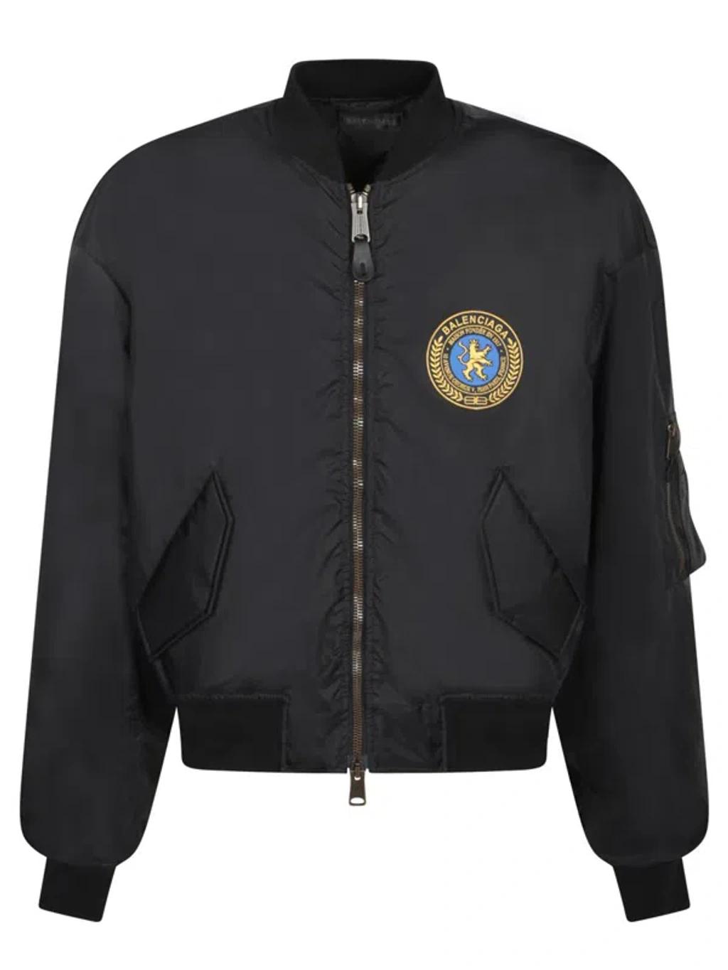BALENCIAGA Nylon Uniform Merch Large Fit Bomber In Black Product Image