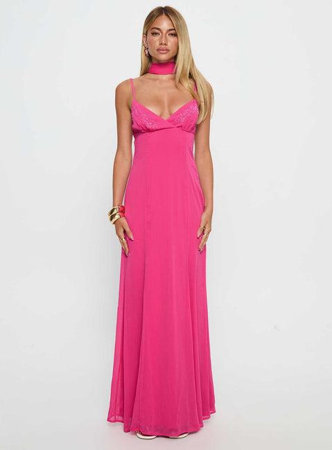 Jadira Scarf Maxi Dress Guava Product Image