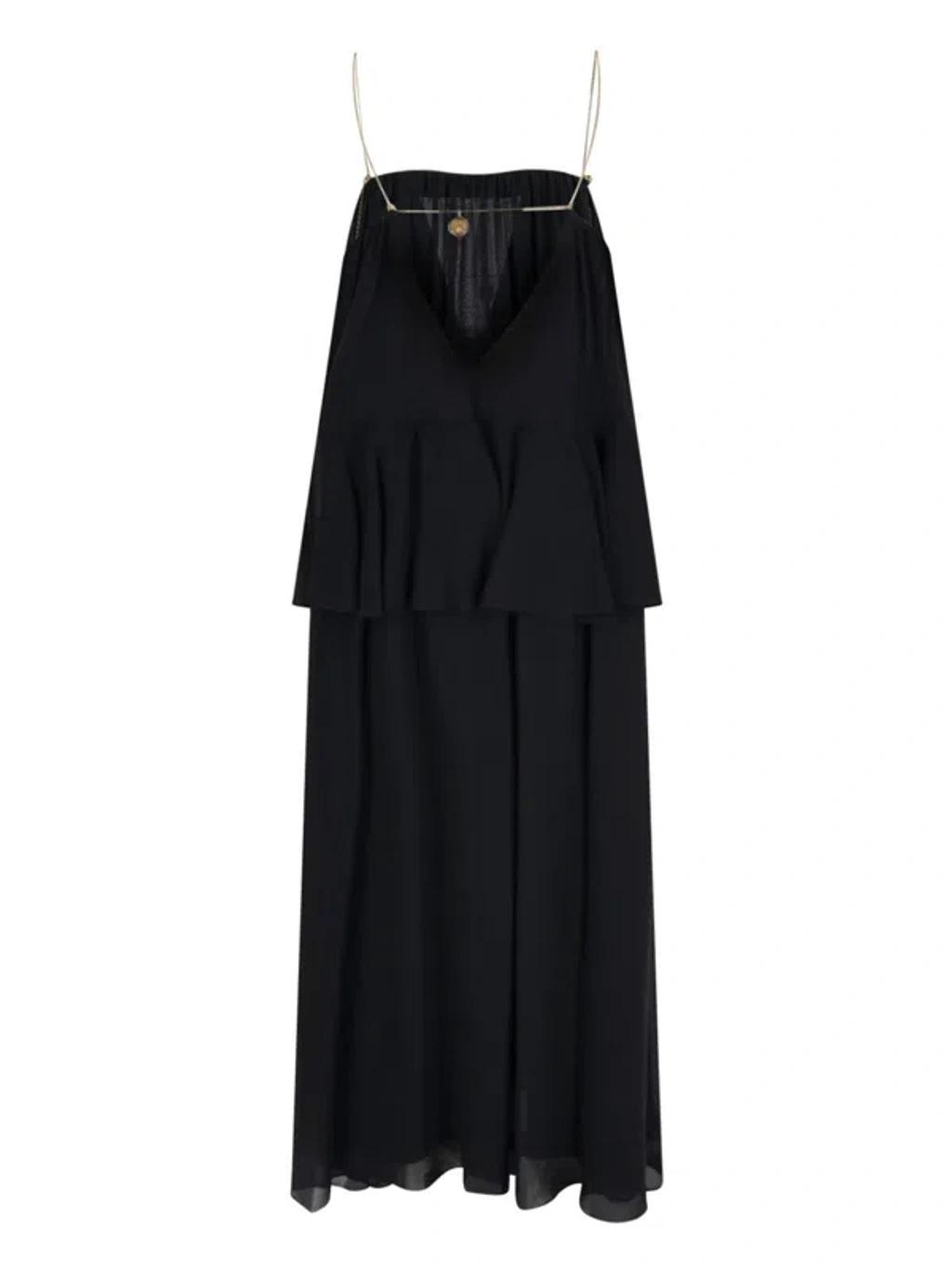CHLOÉ Open-back Embellished Tiered Silk-georgette Maxi Dress In Black Product Image