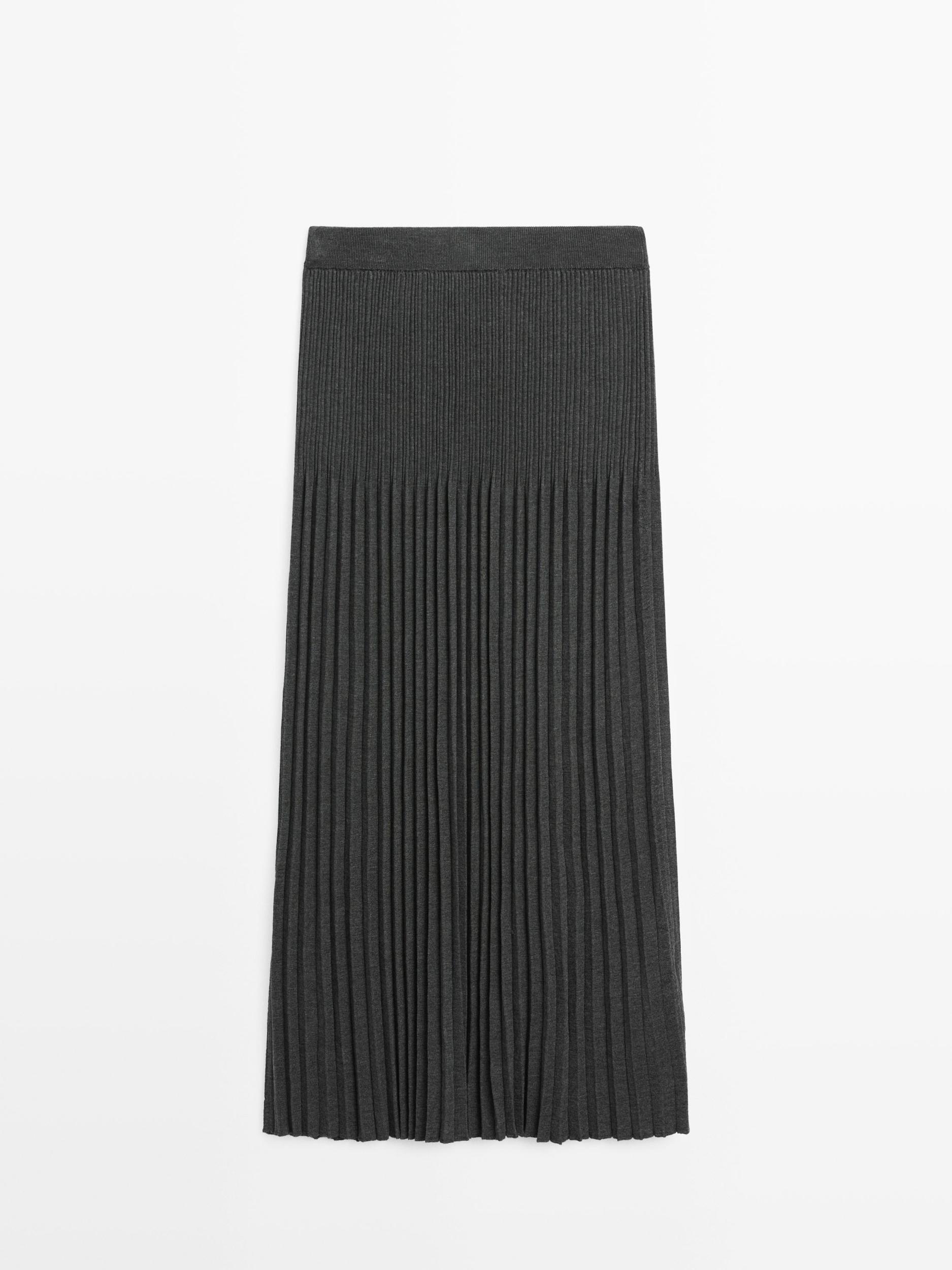 Pleated knit midi skirt Product Image