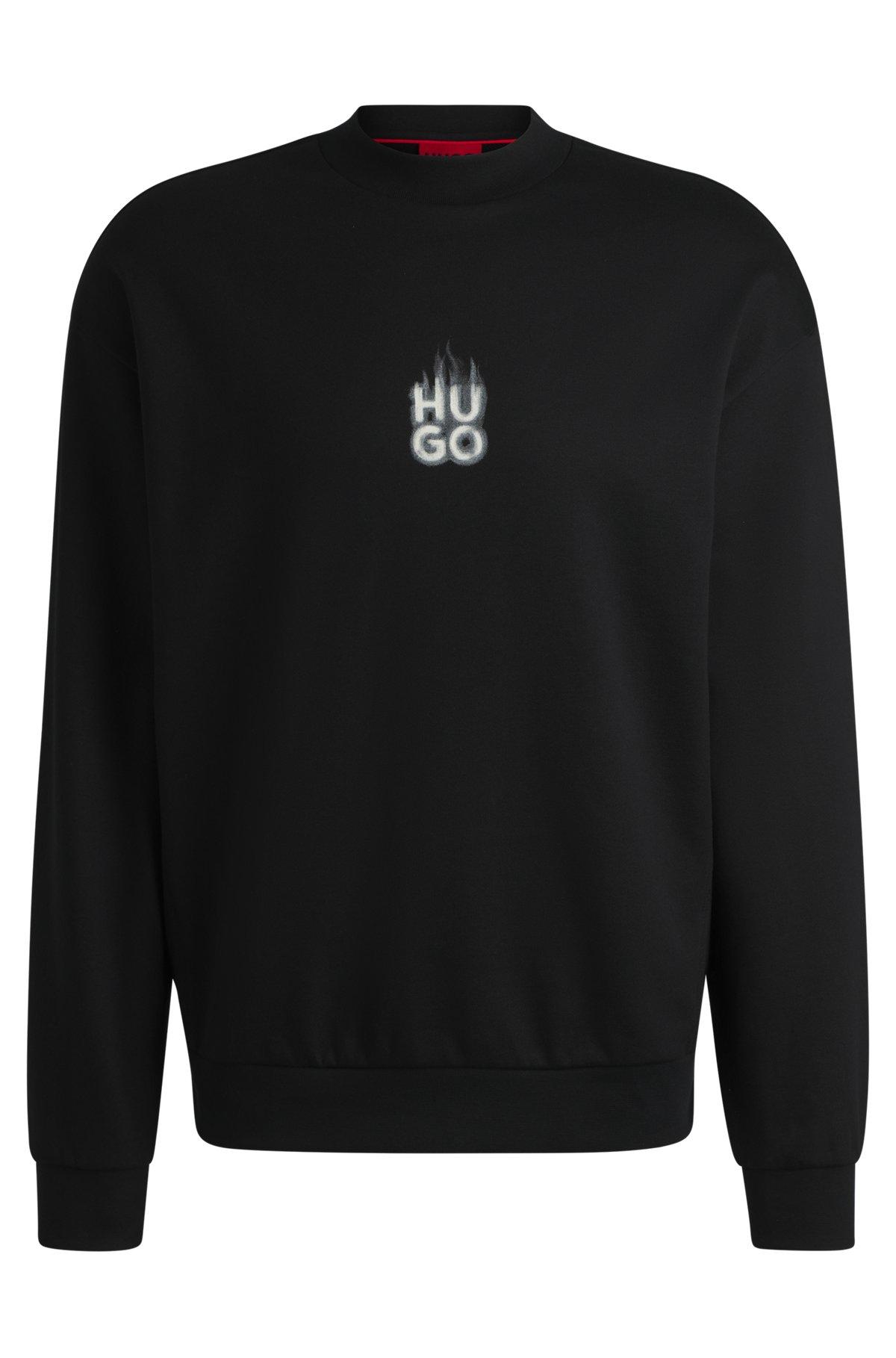 Cotton-terry sweatshirt with stacked smoke logo prints Product Image