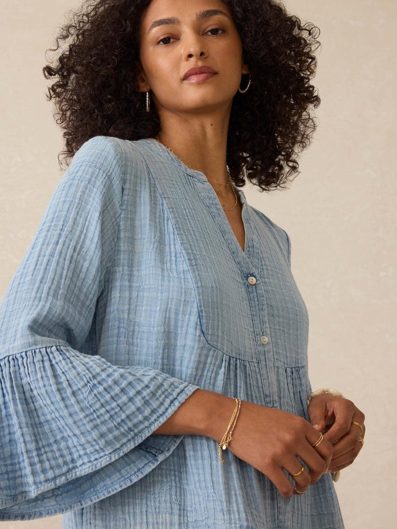 Dune Cotton Gauze Kasey Dress - Light Indigo Wash Product Image