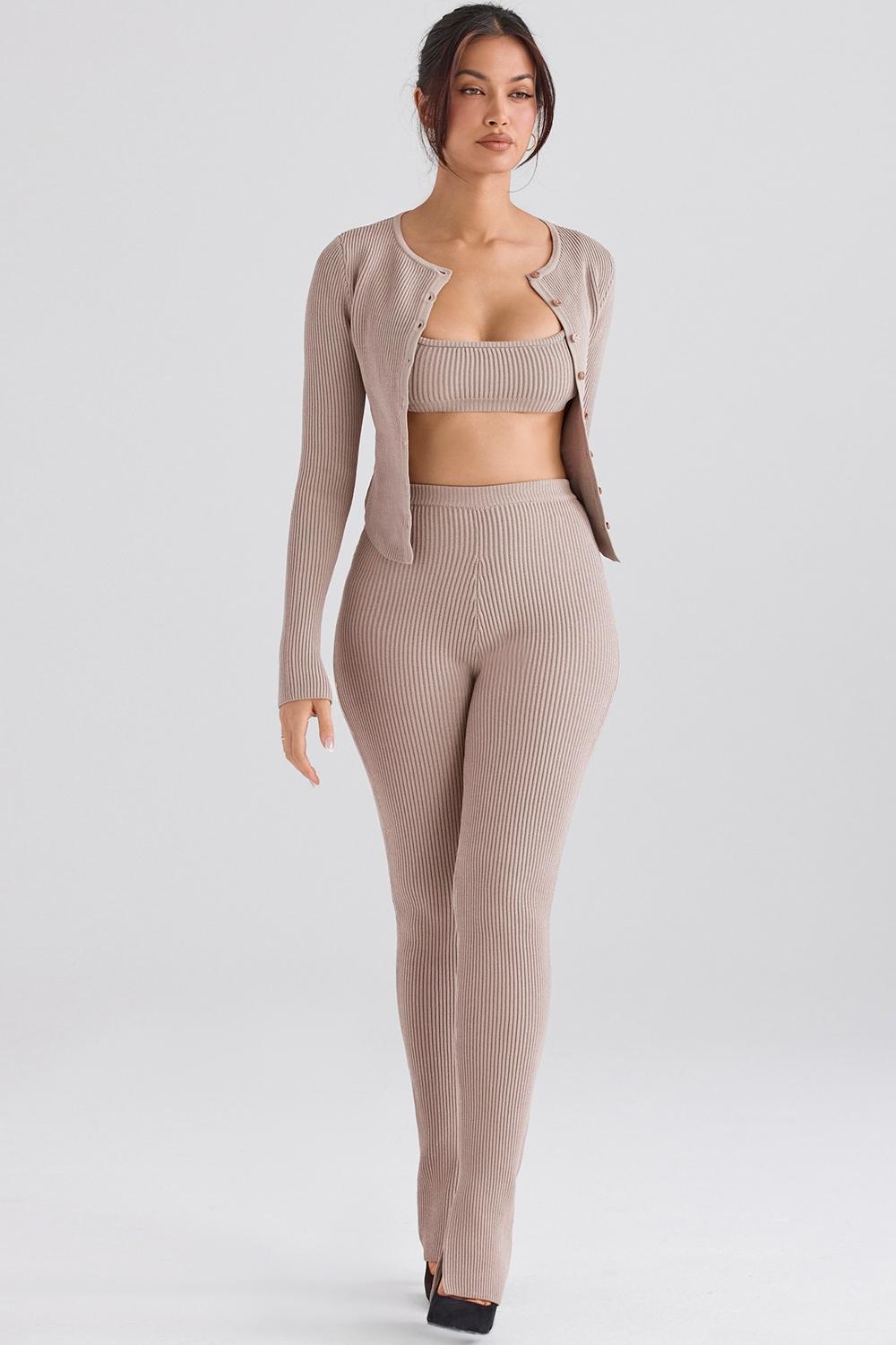 Mitzi  taupe ribbed knit leggings - sale Product Image