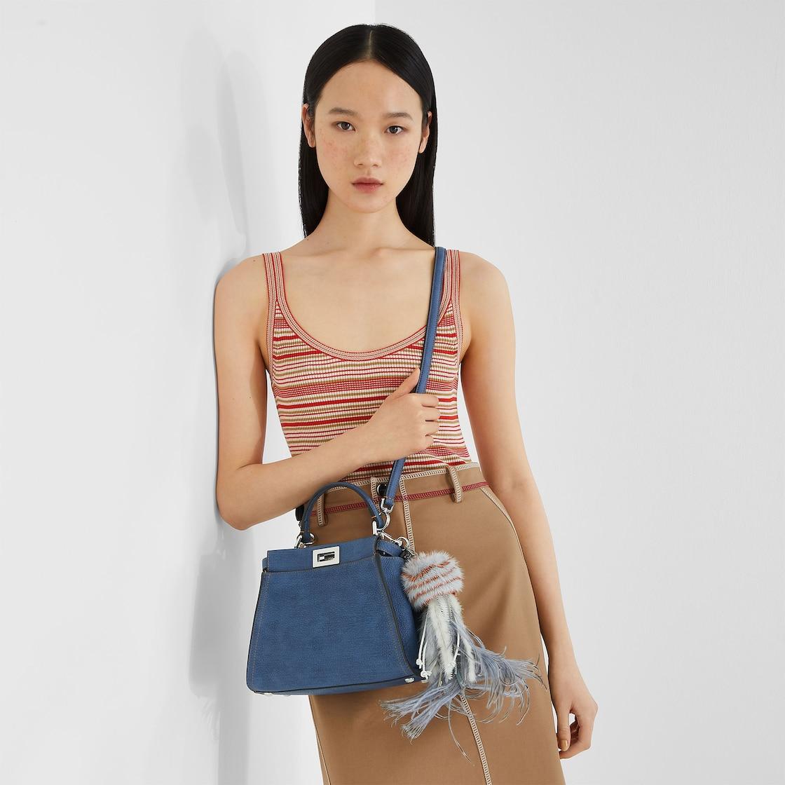 Peekaboo MiniDenim-effect blue leather bag Product Image