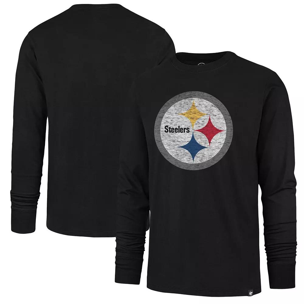 Men's '47 Black Pittsburgh Steelers Premier Franklin Long Sleeve T-Shirt, Size: Small Product Image