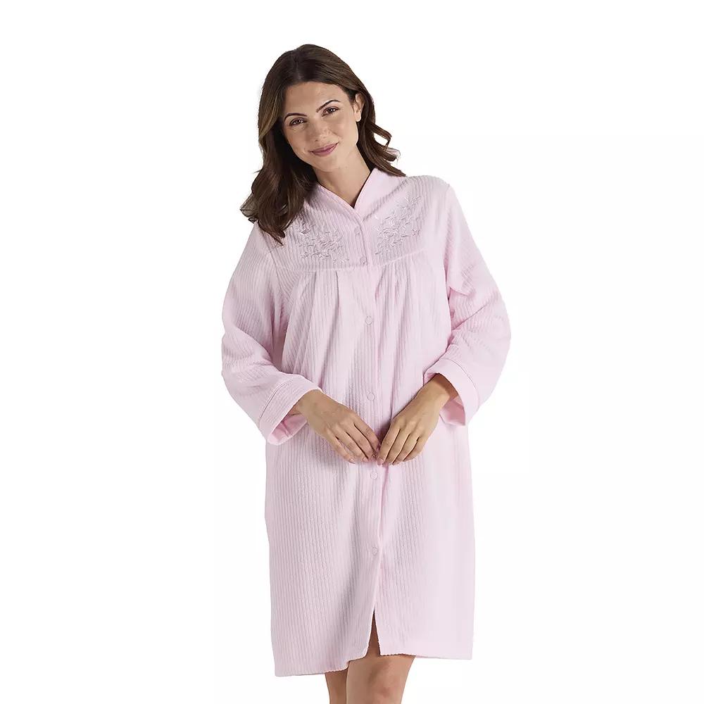 Women's Miss Elaine Essentials Brushed Back Terry Short Snap Robe,  Product Image