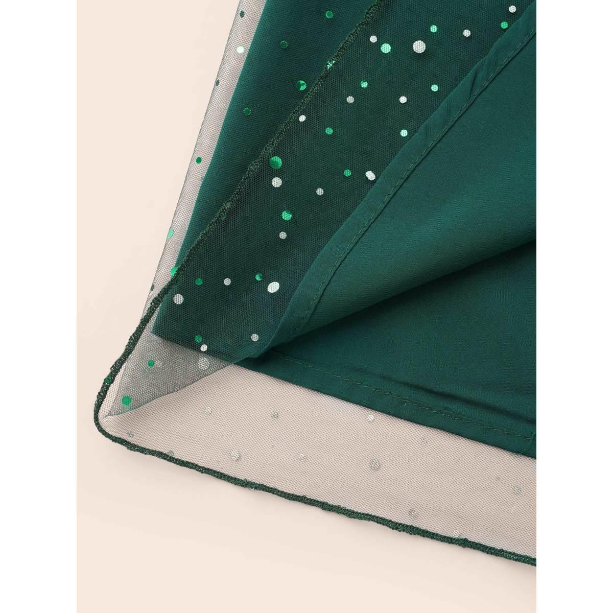 Plus Size Sheer Mesh Shimmering Sequins Maxi Dress Cyan Women Party&Cocktail Texture Party Curvy Bloomchic 26/4X Product Image