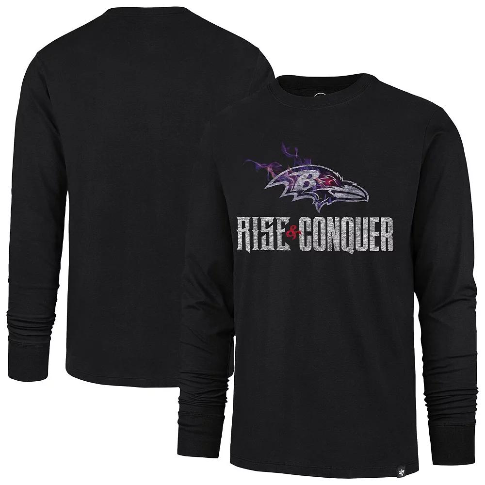 Men's '47 Black Baltimore Ravens Rise and Conquer Franklin Long Sleeve T-Shirt,  Product Image