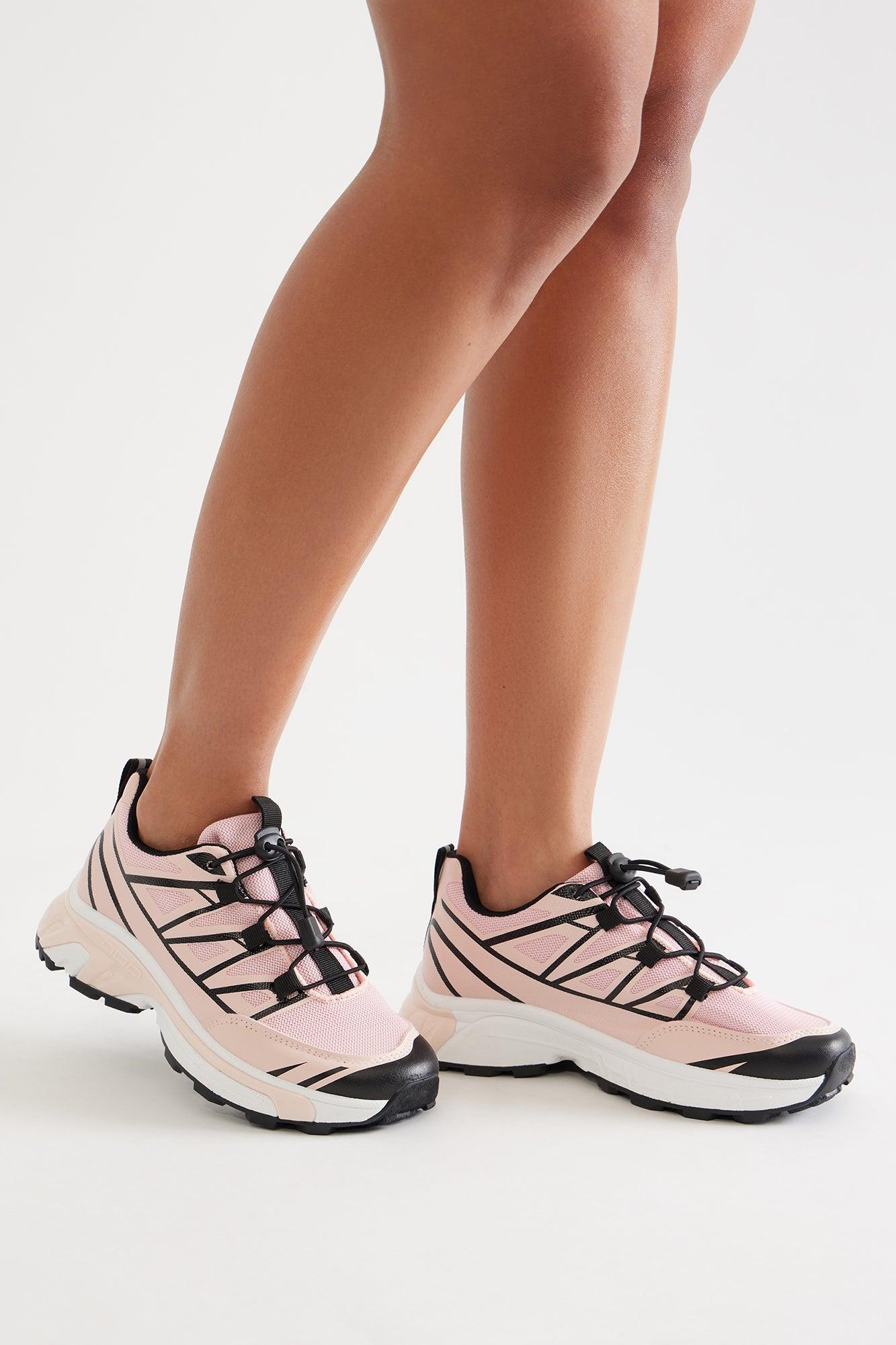 Geo Lace Up Sneakers - Pink/combo Product Image