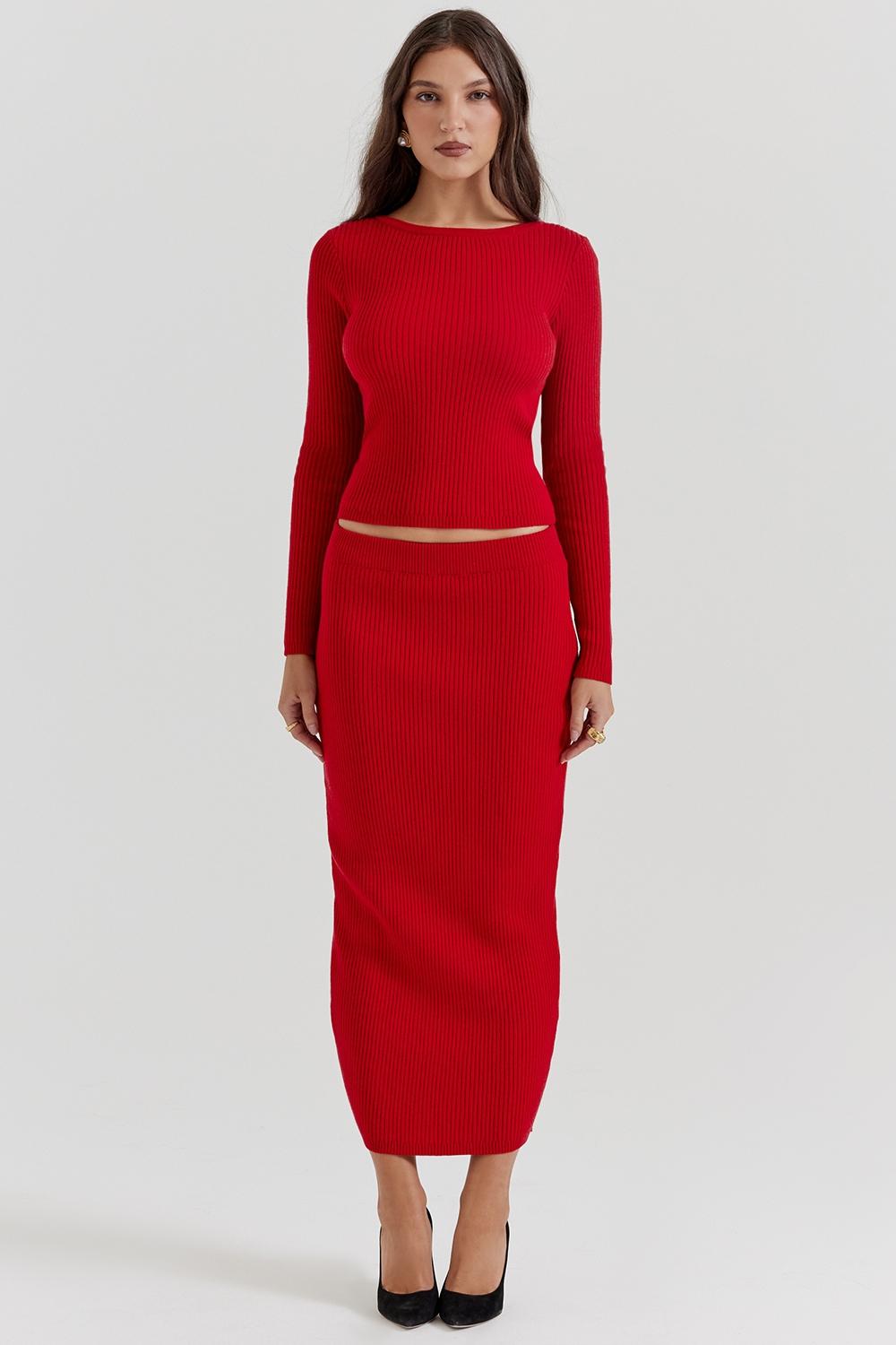 Lourdes  scarlet cashmere blend maxi skirt - sale Product Image