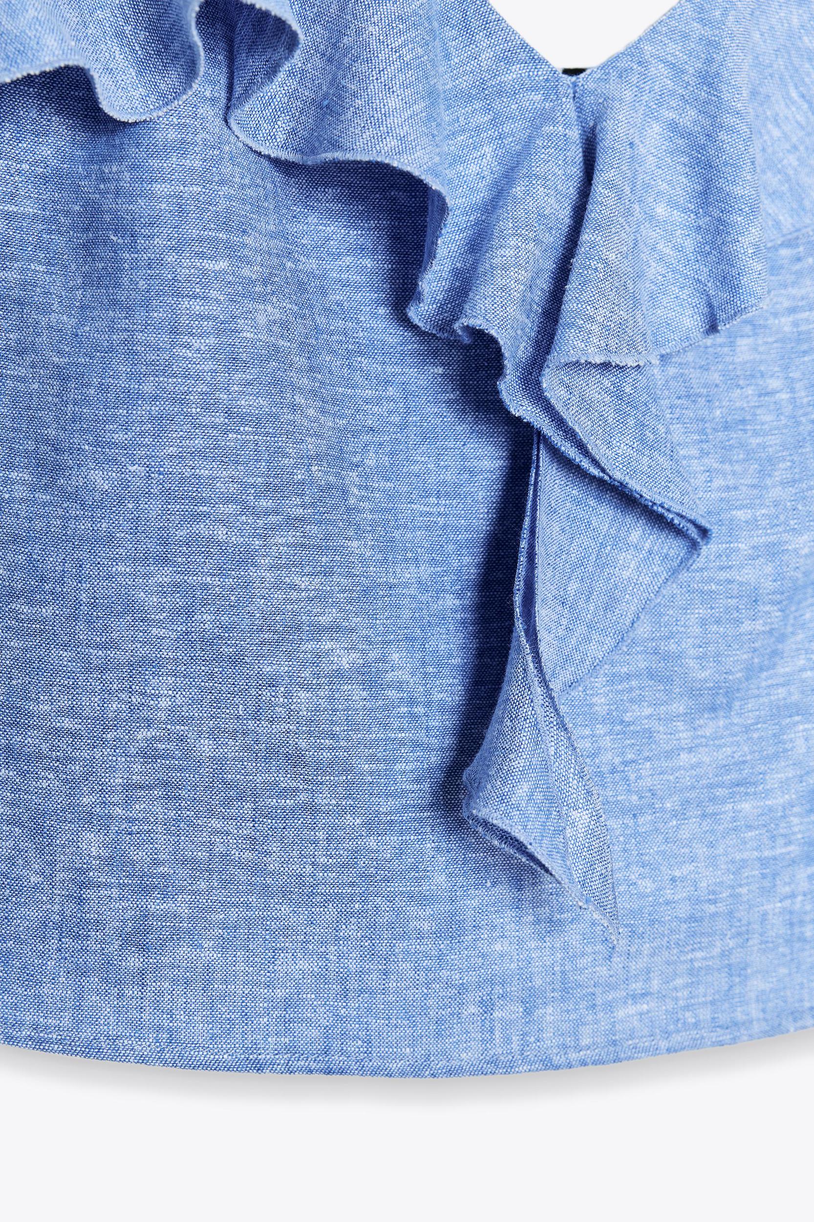 LINEN RUFFLED STRAPPY TOP Product Image