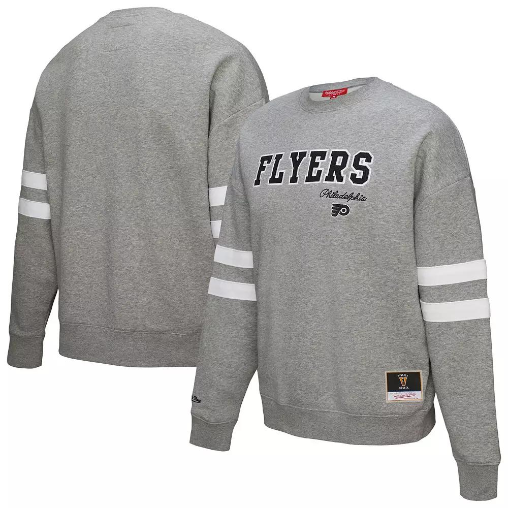 Women's Mitchell & Ness Heather Gray Philadelphia Flyers Logo Lightweight Pullover Sweatshirt,  Product Image