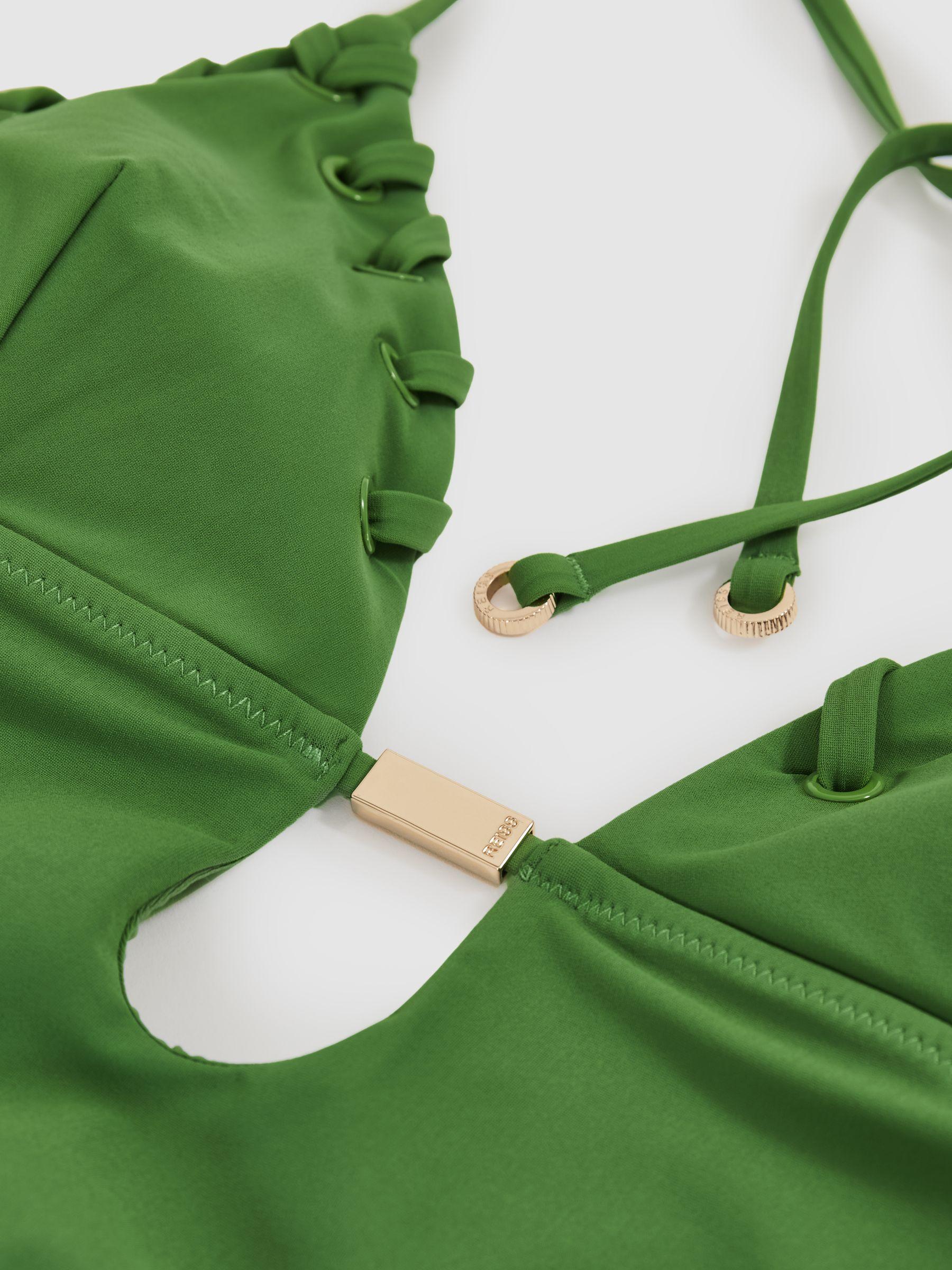 Whipstitch Halterneck Swimsuit in Green Product Image