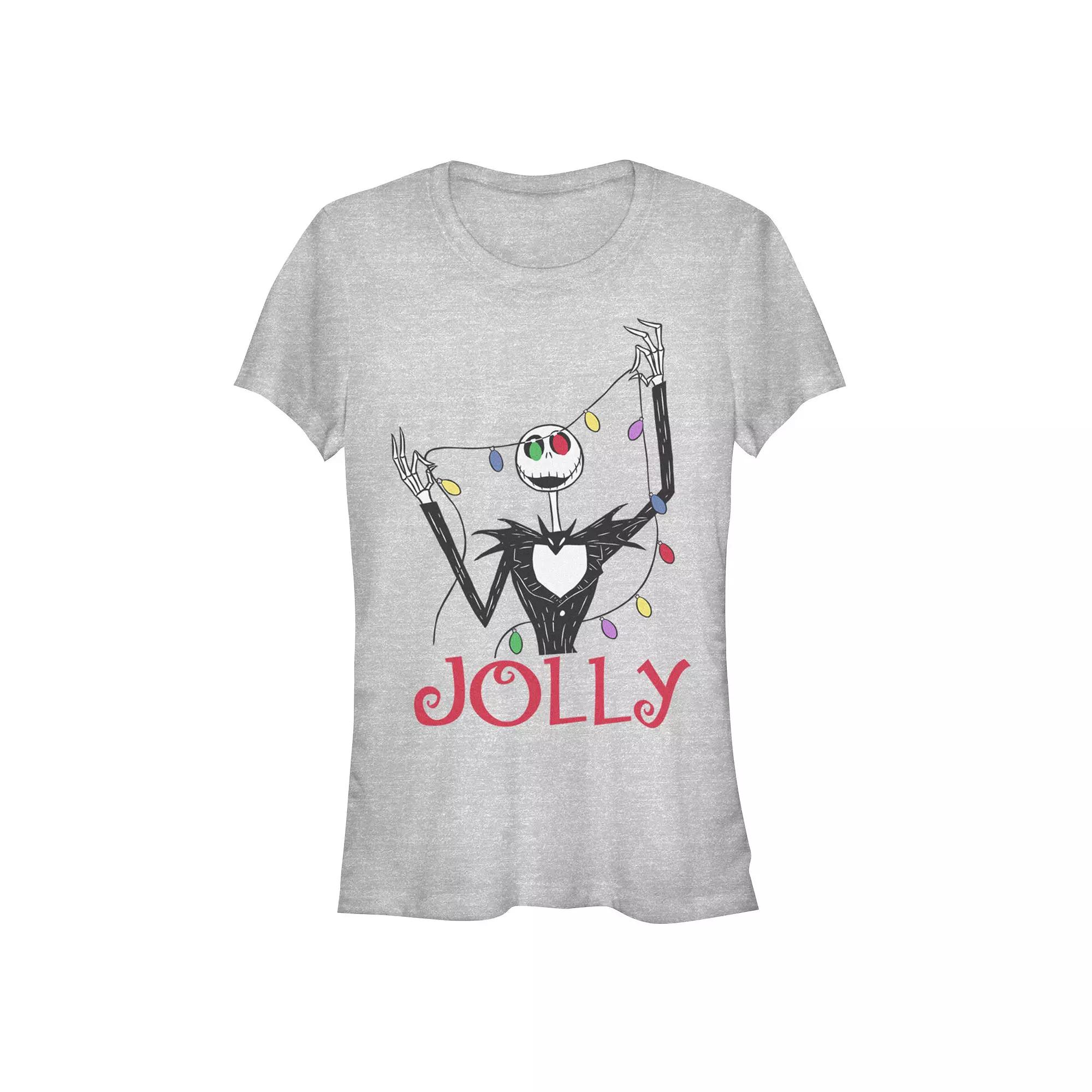 Disney's The Nightmare Before Christmas Jack Skellington Jolly Christmas Lights Juniors' Fitted Graphic Tee, Girl's,  Product Image