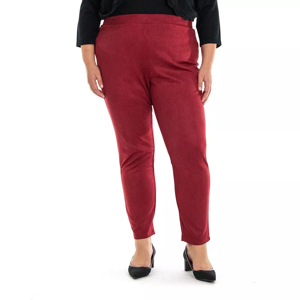 Plus Size Nina Leonard Scuba Faux-Suede Pants, Women's, Size: 3XL, Red Product Image