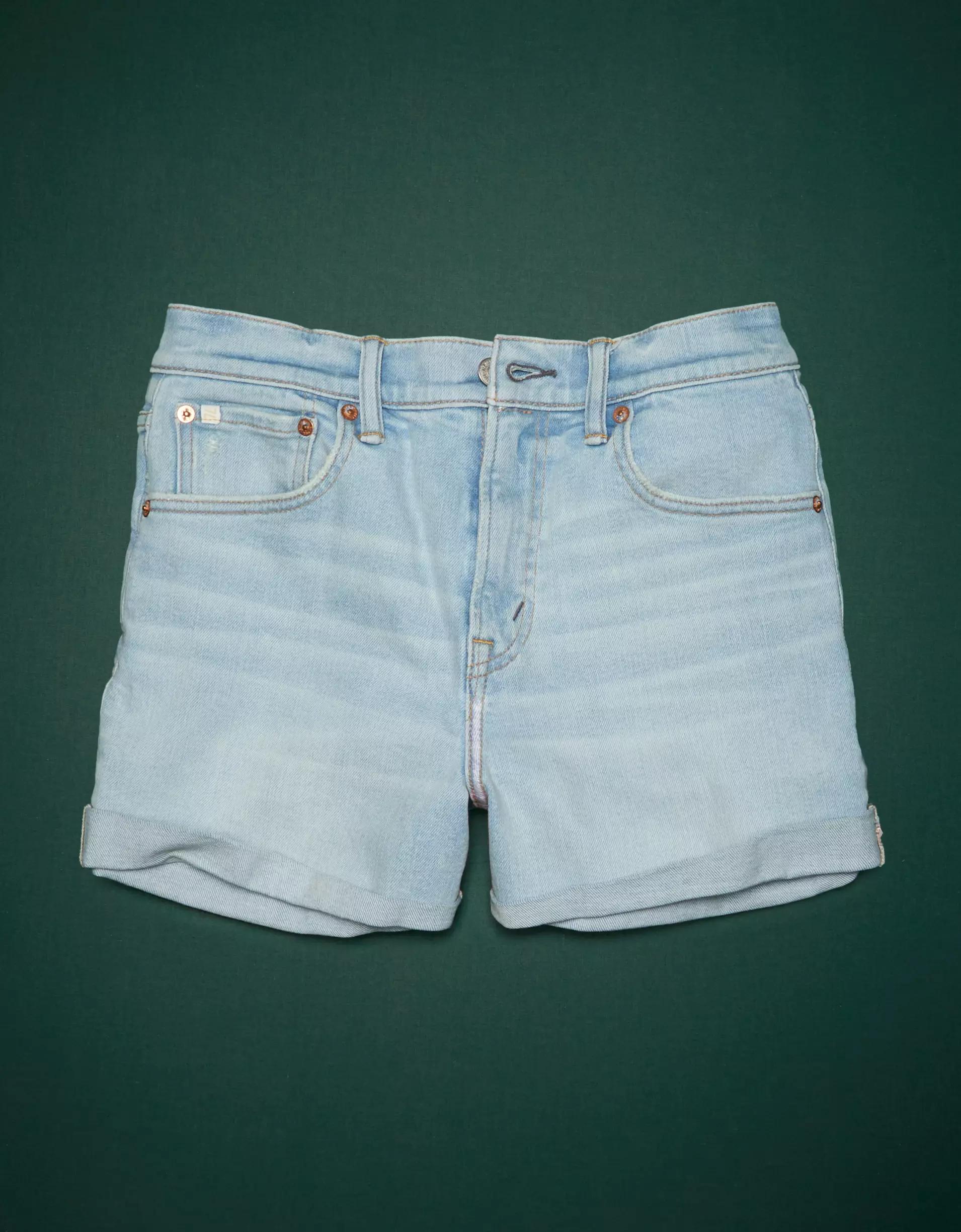 AE77 Premium High-Waisted Cut-Off Denim Short Product Image