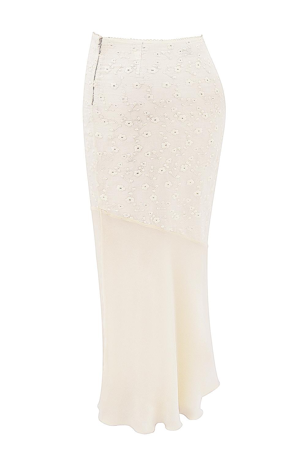 Lana  vintage cream cotton broderie anglais maxi skirt Product Image