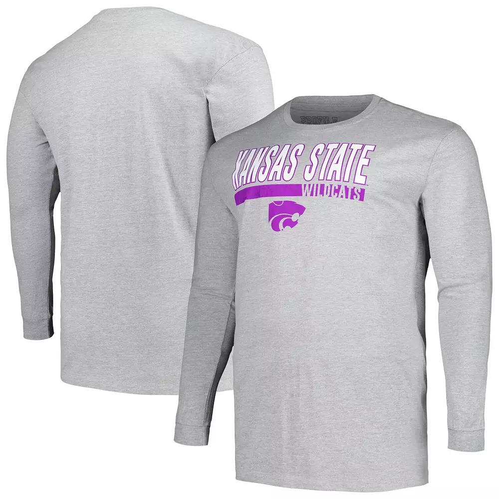 Men's Profile Gray Kansas State Wildcats Big & Tall Two-Hit Long Sleeve T-Shirt,  Product Image