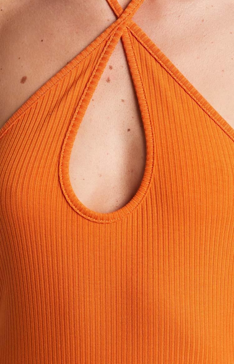 Debbie Orange Halter Bodysuit Product Image