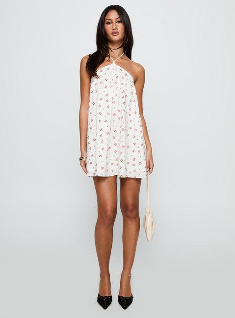 Moonlit Mini Dress White Floral Product Image